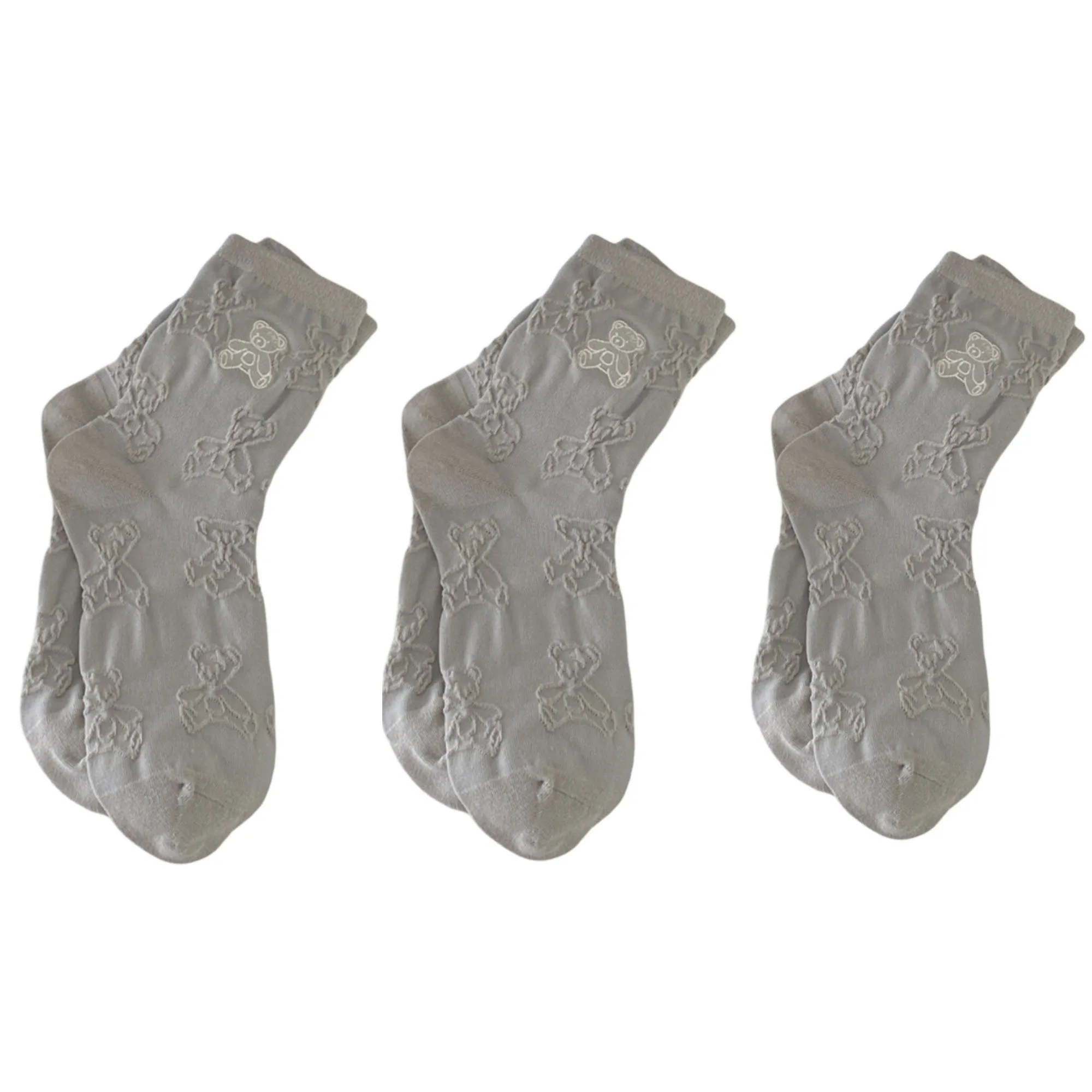 Anna-Kaci Women's 3-Pair Crew Sock Set Teddy Bear Textured Knit Soft Stretch Comfortable Everyday Socks sold by Anna-Kaci product image thumbnail 5