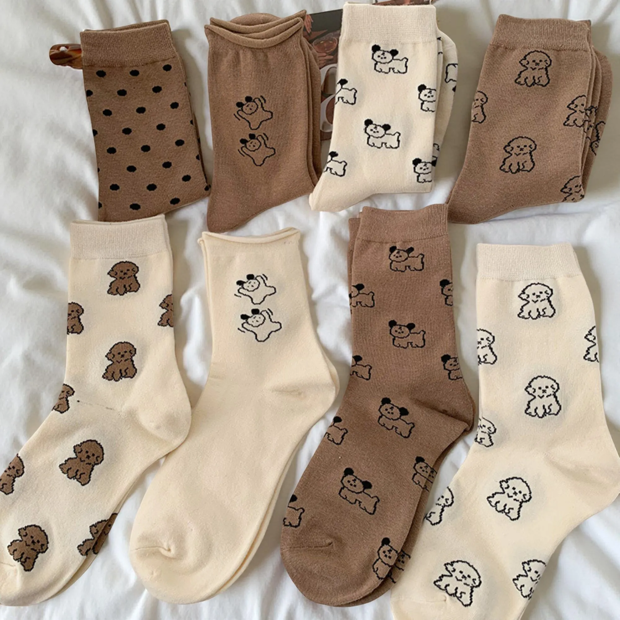 Anna-Kaci Women's 4-Pair Crew Sock Set Puppy Print Soft Stretch Knit Comfortable Everyday Socks sold by Anna-Kaci product image thumbnail 4