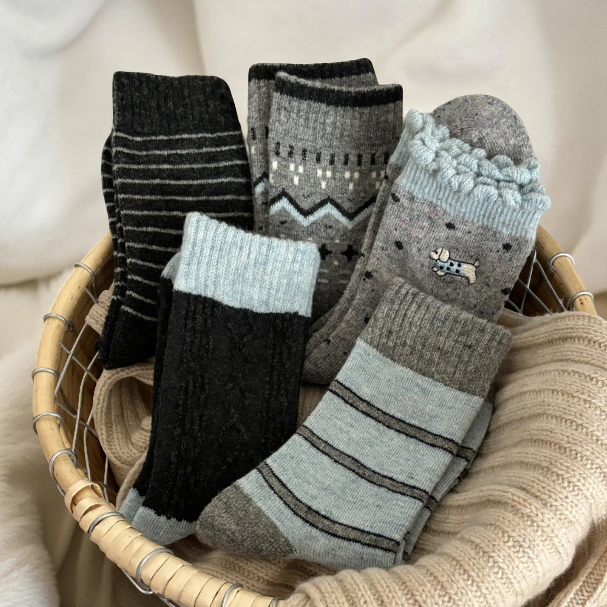 Anna-Kaci Women's 8-Pair Crew Sock Set Ribbed Knit Mixed Texture Patterns Soft Stretch Comfortable Everyday Socks sold by Anna-Kaci product image thumbnail 2