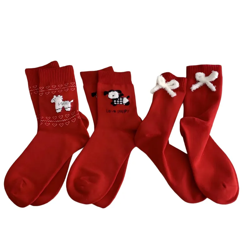 Anna-Kaci Women's Soft Knit Crew Socks 3 Pair Set with Puppy Motifs, Bow Accents and Ribbed Comfort Cuff sold by Anna-Kaci