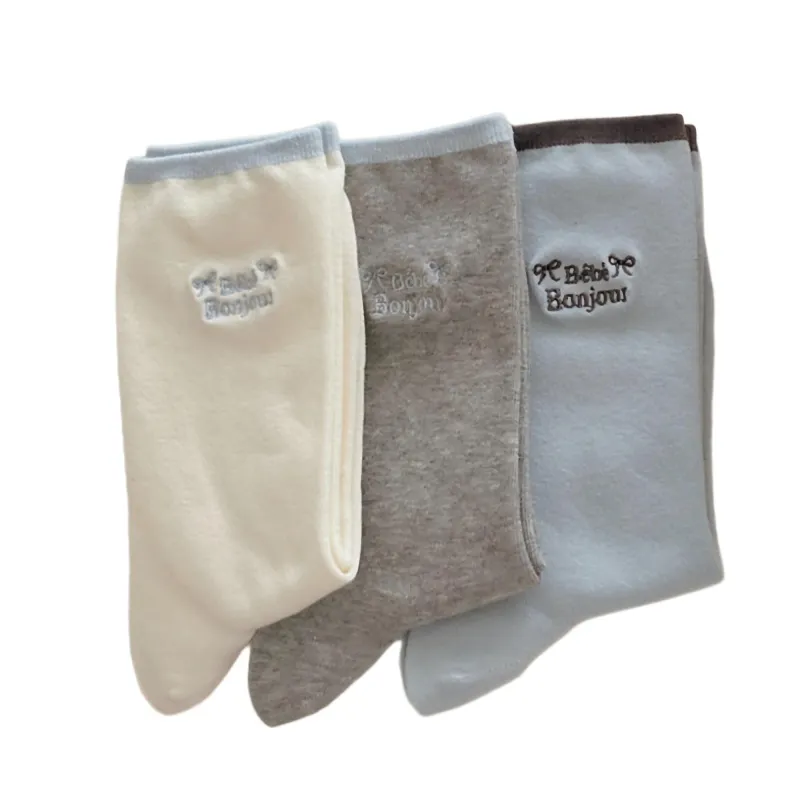 Anna-Kaci Women's Embroidered Text Crew Socks 3 Pair Soft Knit Stretch with Ribbed Cuff and Minimal Letter Detail sold by Anna-Kaci