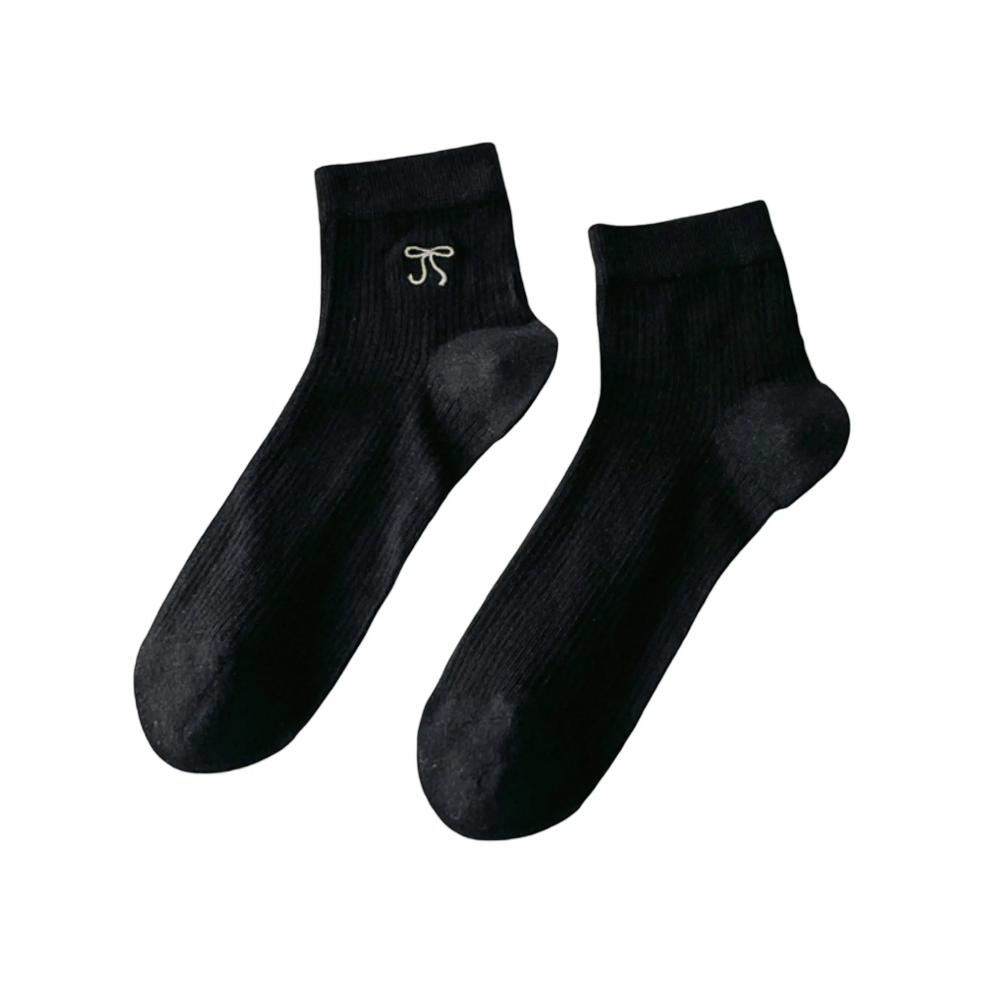 Anna-Kaci Women's Ribbed Crew Socks 5 Pair Soft Stretch Knit with Embroidered Bow Detail sold by Anna-Kaci product image thumbnail 2