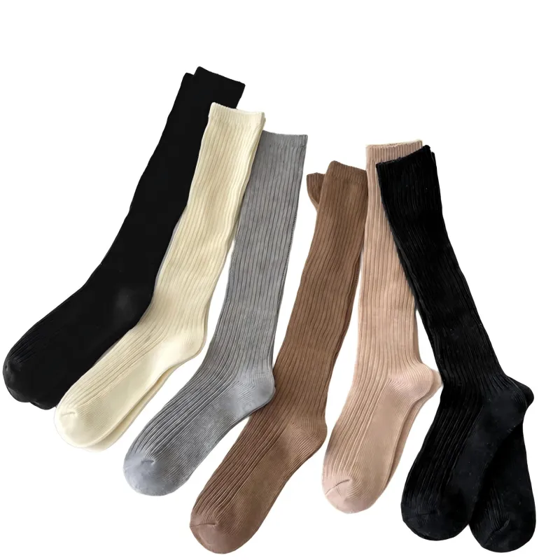 Anna-Kaci Women's Ribbed Knee-High Socks 4 or 6 Pair Soft Stretch Knit Classic Tall Length Everyday Style made by Anna-Kaci