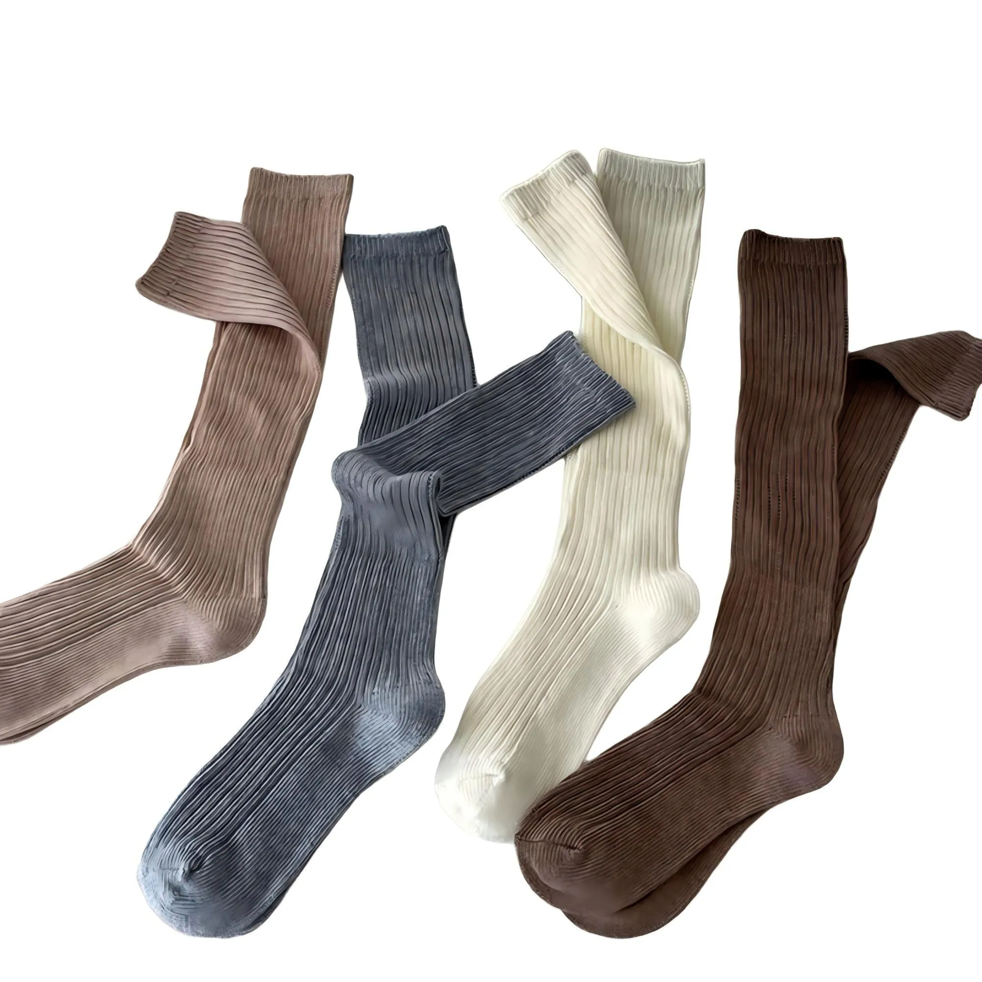 Anna-Kaci Women's Ribbed Knee-High Socks 4 or 6 Pair Soft Stretch Knit Classic Tall Length Everyday Style sold by Anna-Kaci product image thumbnail 5