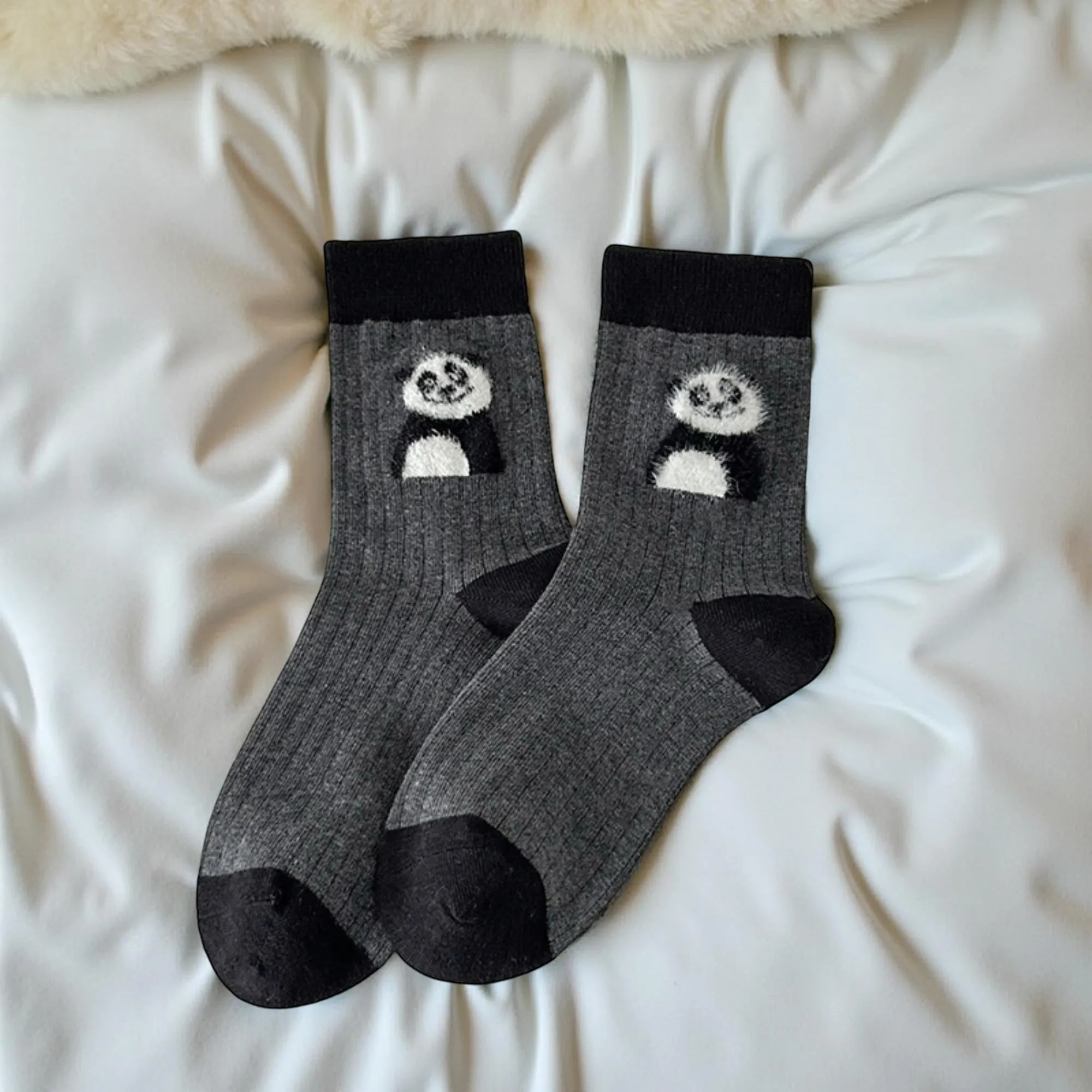 Anna-Kaci Women's 3-Pair Ribbed Crew Socks Set with Playful Animal Motifs Soft Stretch Fabric Everyday Fashion Socks sold by Anna-Kaci product image thumbnail 3