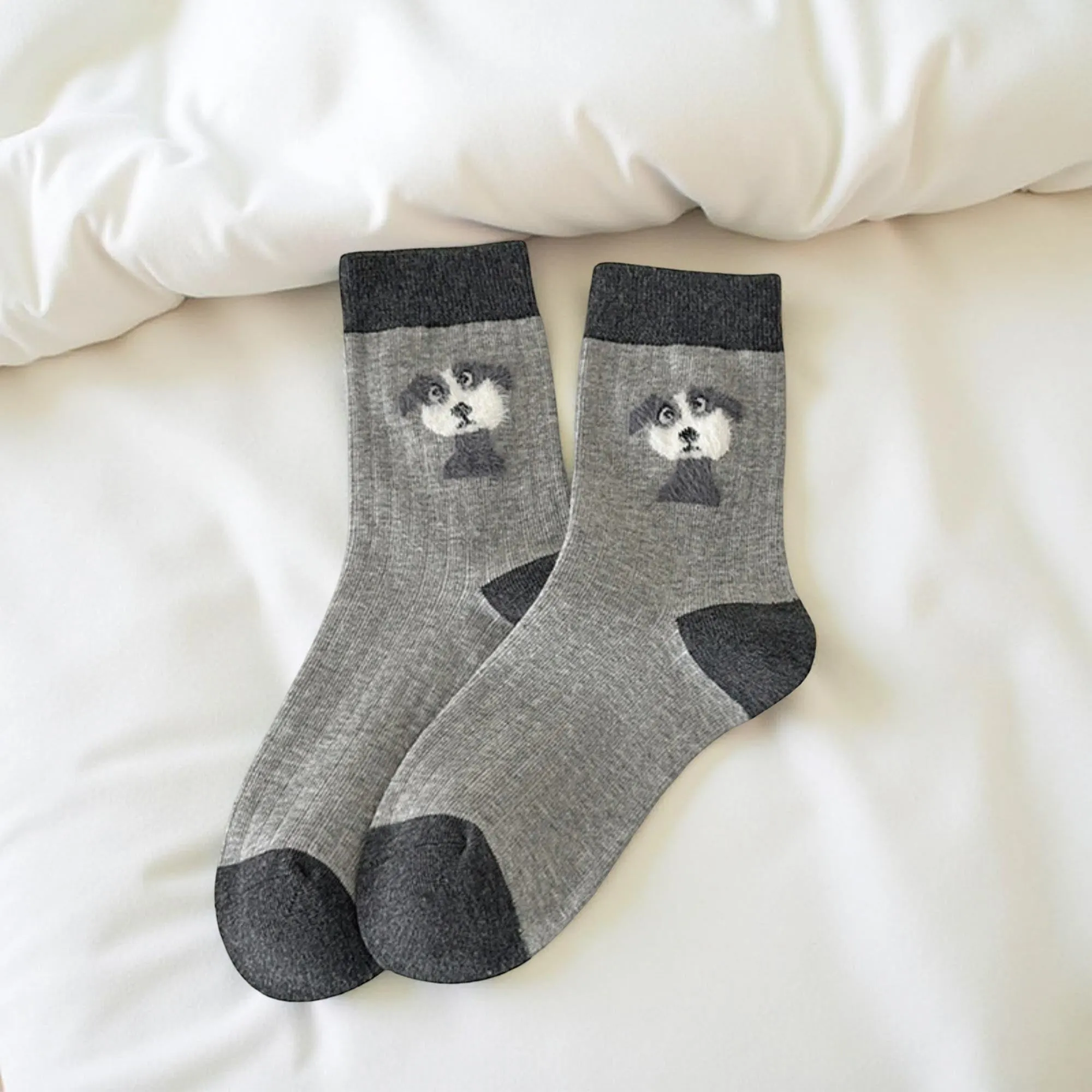 Anna-Kaci Women's 3-Pair Ribbed Crew Socks Set with Playful Animal Motifs Soft Stretch Fabric Everyday Fashion Socks sold by Anna-Kaci product image thumbnail 4