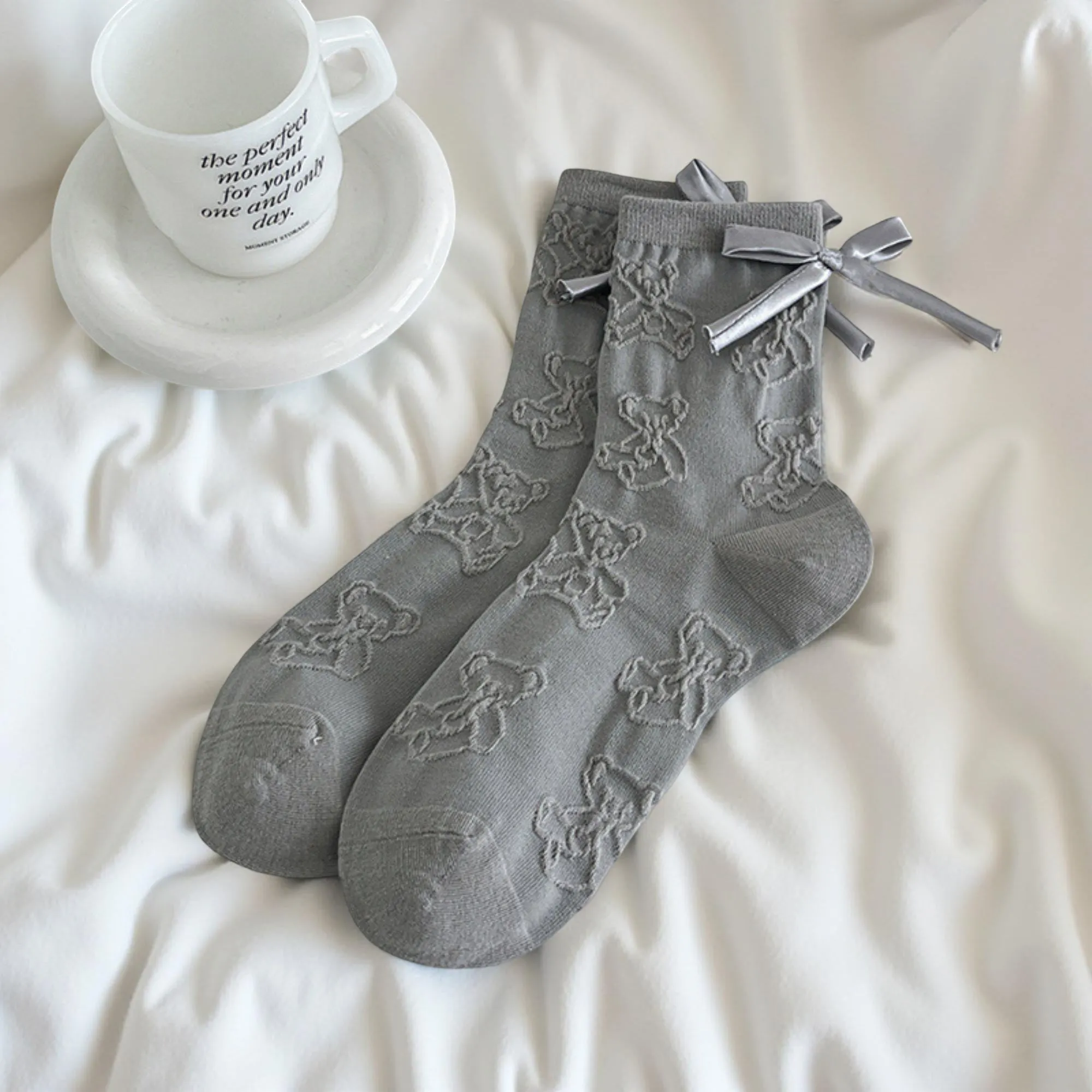 Anna-Kaci Women's 3-Pair Sheer Lace Crew Socks with Ribbon Bow Detail Elegant Lightweight Dress Socks sold by Anna-Kaci product image thumbnail 3