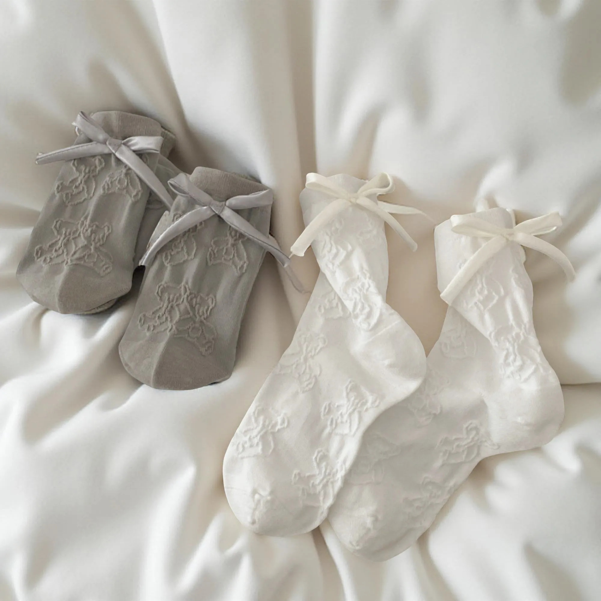 Anna-Kaci Women's 3-Pair Sheer Lace Crew Socks with Ribbon Bow Detail Elegant Lightweight Dress Socks sold by Anna-Kaci product image thumbnail 4