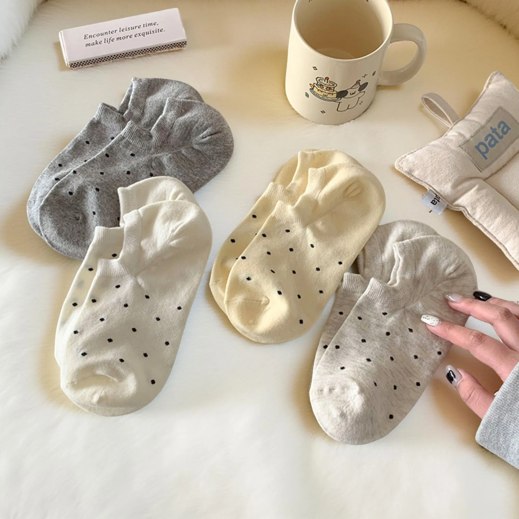 Anna-Kaci Women's 6-Pair Low Cut Ankle Socks Set with Polka Dot Pattern Soft Stretch Everyday Essentials sold by Anna-Kaci product image thumbnail 2