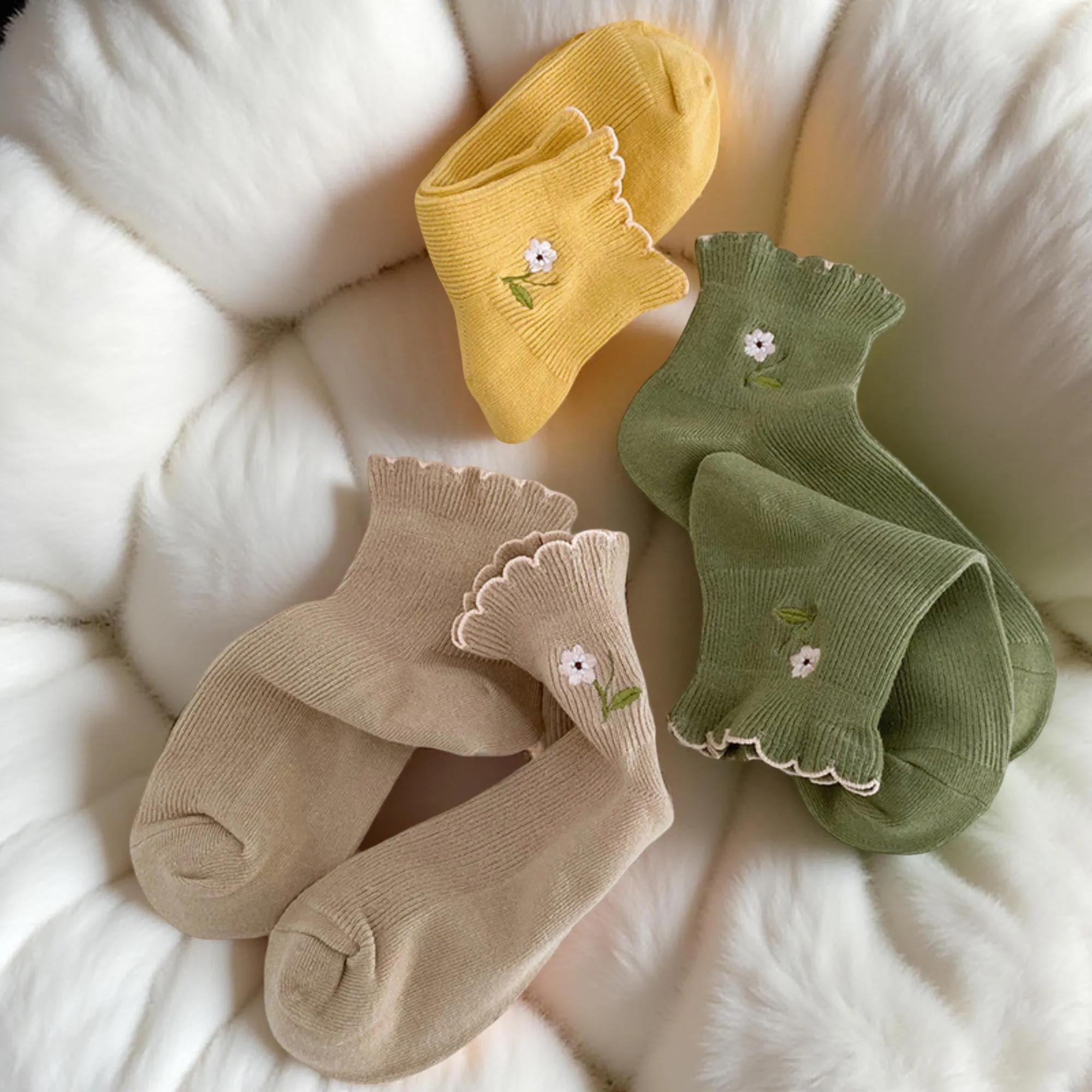 Anna-Kaci Women's 10-Pair Ribbed Crew Socks Set with Floral Embroidery Soft Stretch Knit Everyday Comfort sold by Anna-Kaci product image thumbnail 3