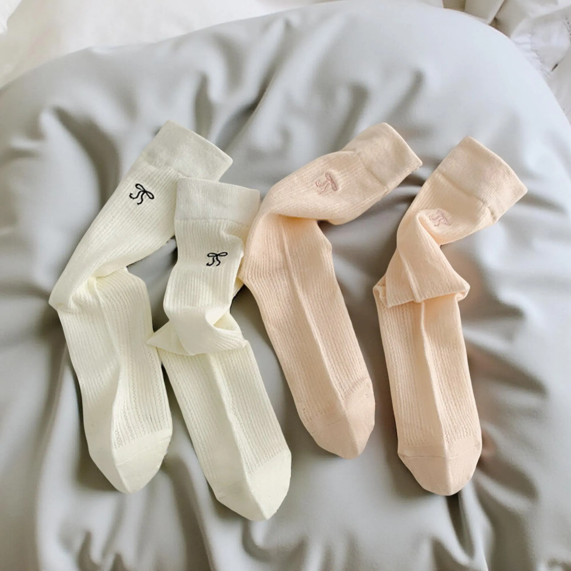 Anna-Kaci Women's 3-Pair Ribbed Crew Socks Set with Subtle Embroidered Detail Soft Stretch Knit and Everyday Comfort sold by Anna-Kaci product image thumbnail 4