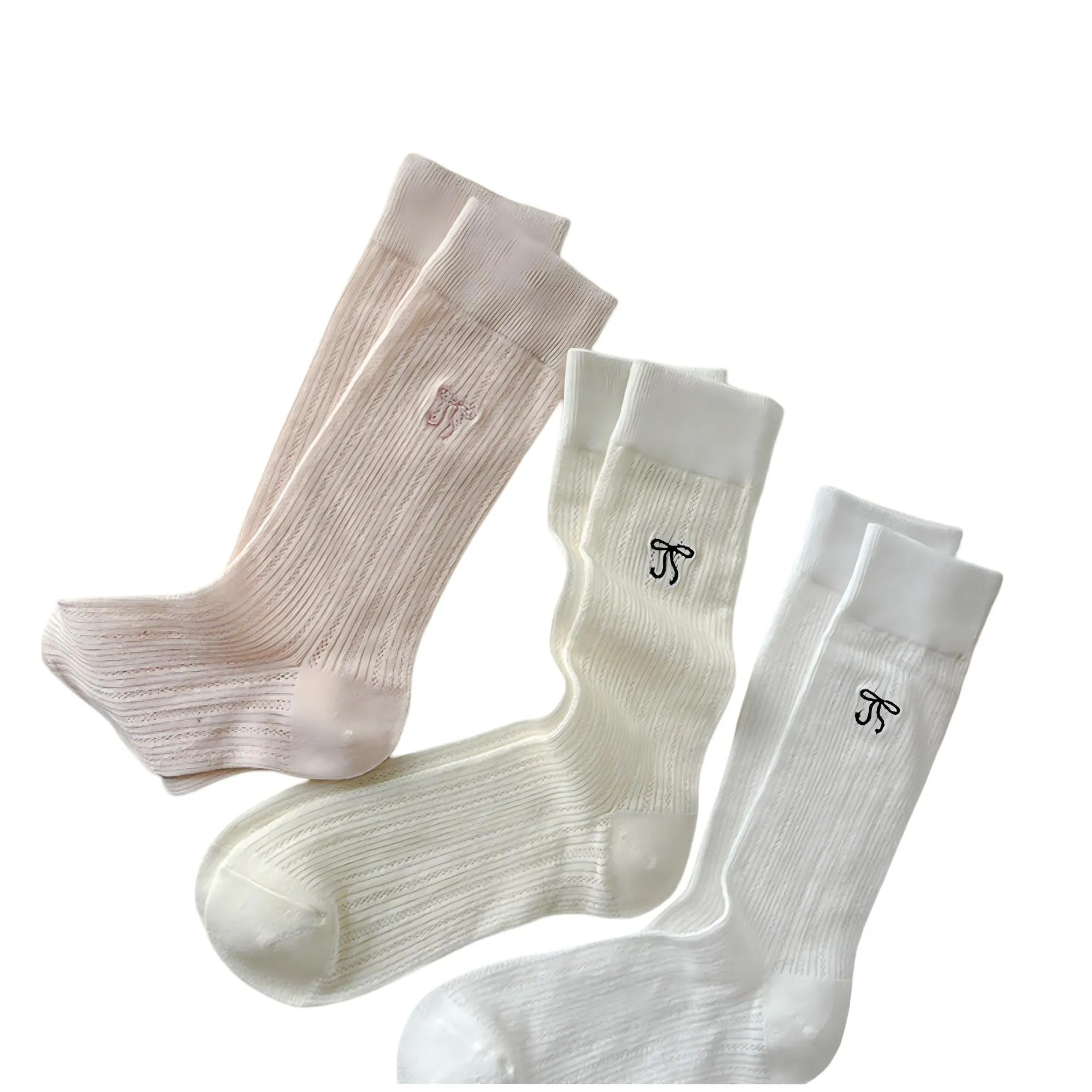 Anna-Kaci Women's 3-Pair Ribbed Crew Socks Set with Subtle Embroidered Detail Soft Stretch Knit and Everyday Comfort sold by Anna-Kaci