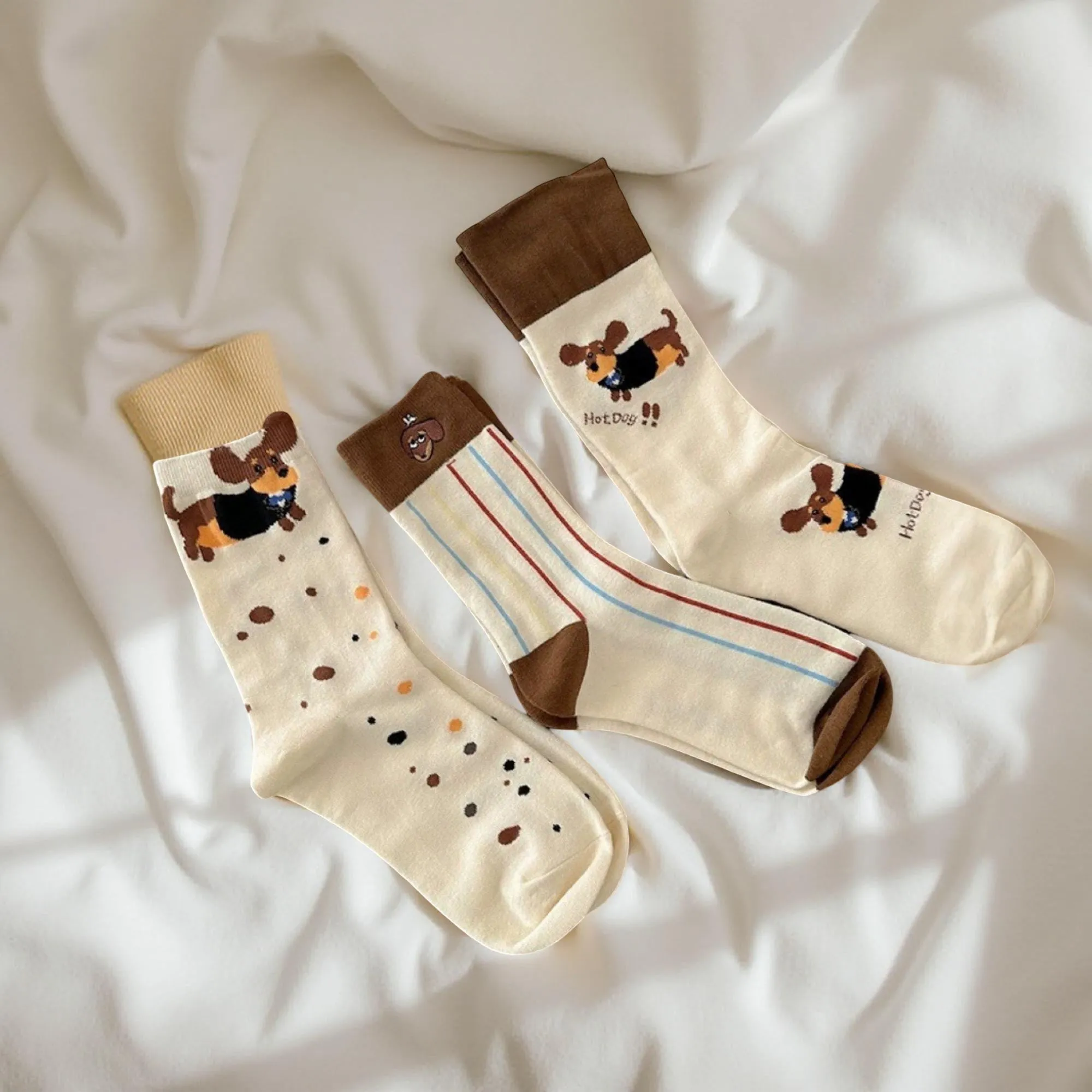 Anna-Kaci Women's 4-Pair Crew Socks Set with Playful Dog Print Designs Soft Knit Fabric and Comfortable Stretch Fit sold by Anna-Kaci product image thumbnail 4
