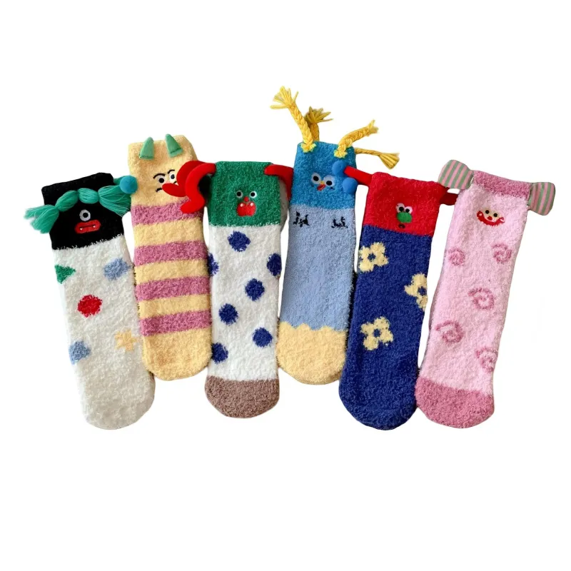 Anna-Kaci Women's 6-Pair Plush Crew Socks Set with Playful Character Designs Soft Fuzzy Texture and Cozy Comfort Fit sold by Anna-Kaci