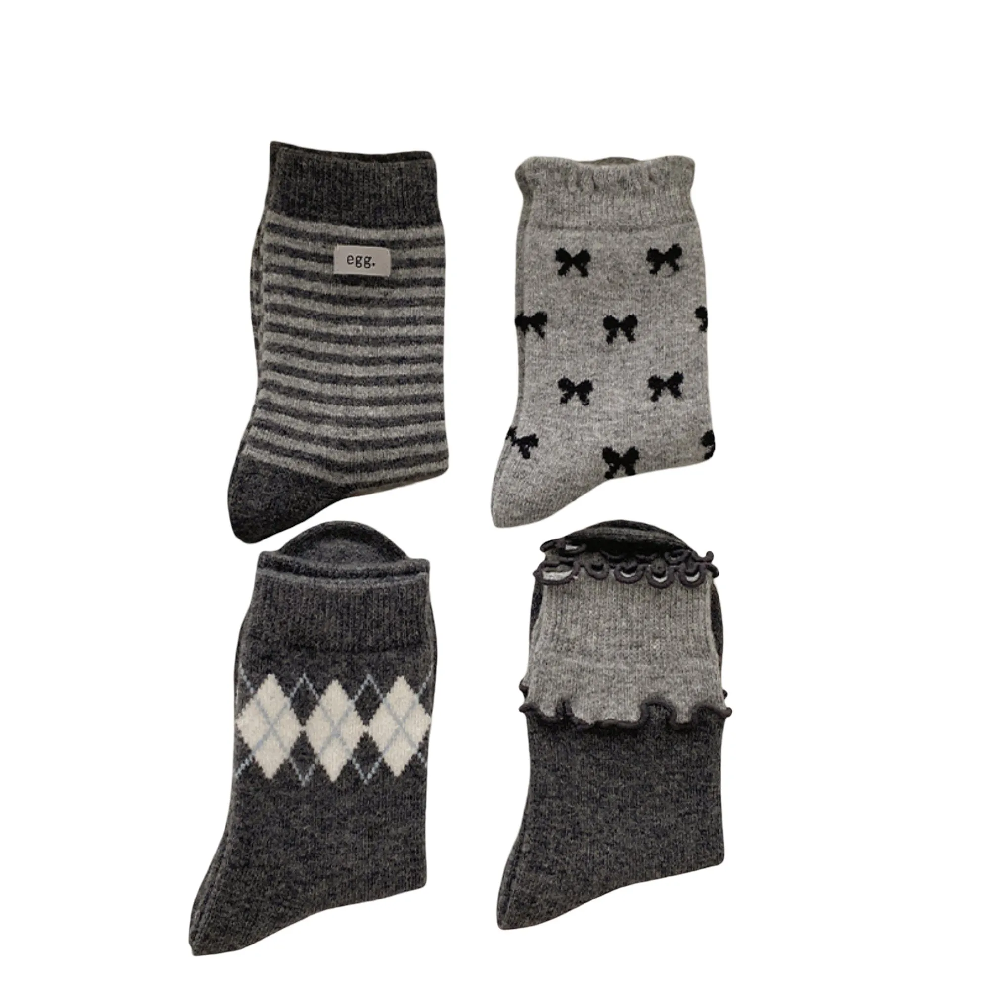 Anna-Kaci Women's 4-Pair Knit Crew Socks Set with Mixed Pattern Designs Soft Stretch Fabric and Everyday Comfort Fit sold by Anna-Kaci