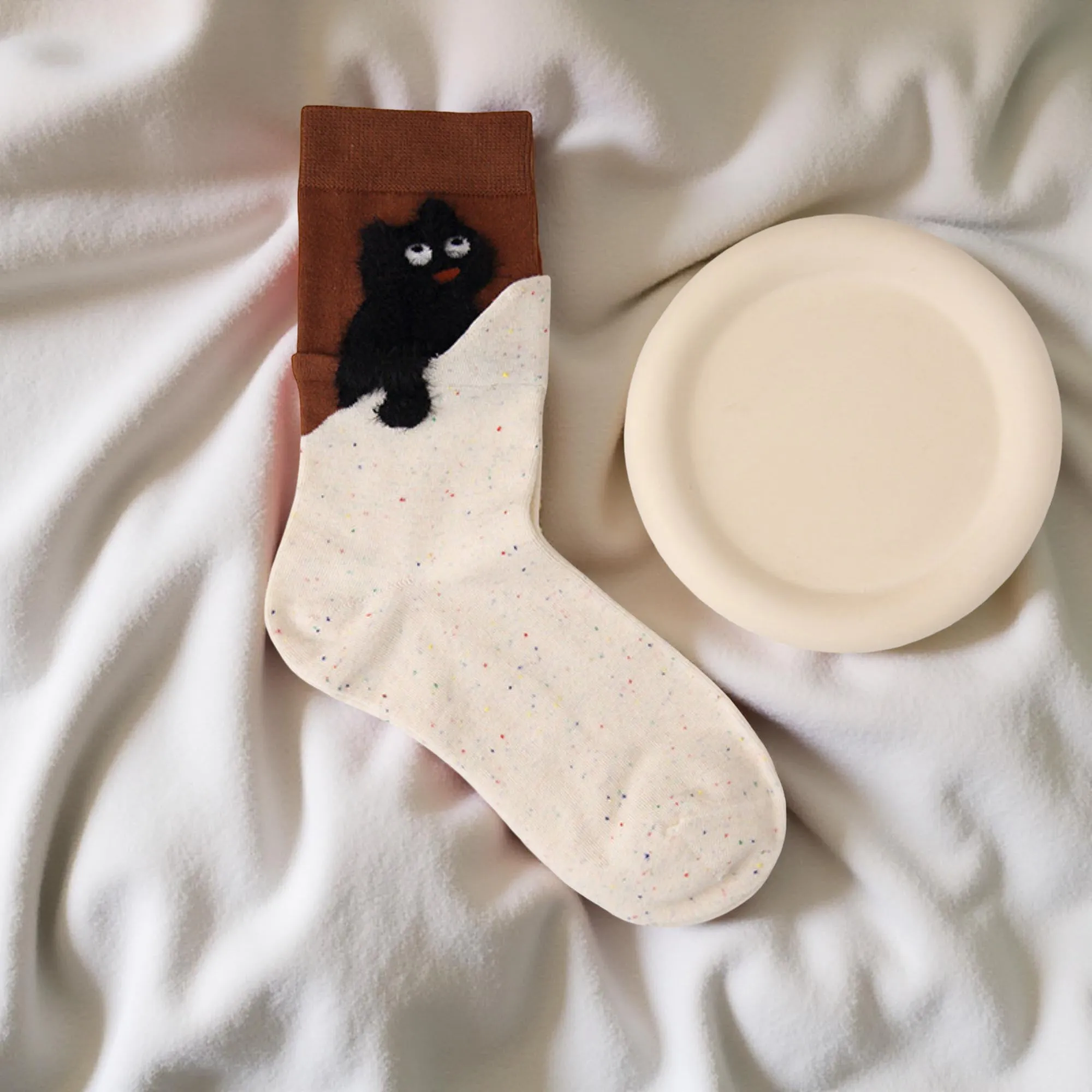 Anna-Kaci Women's 4-Pair Crew Socks with Textured Cat Appliqu¨¦ and Soft Knit Fabric sold by Anna-Kaci product image thumbnail 4