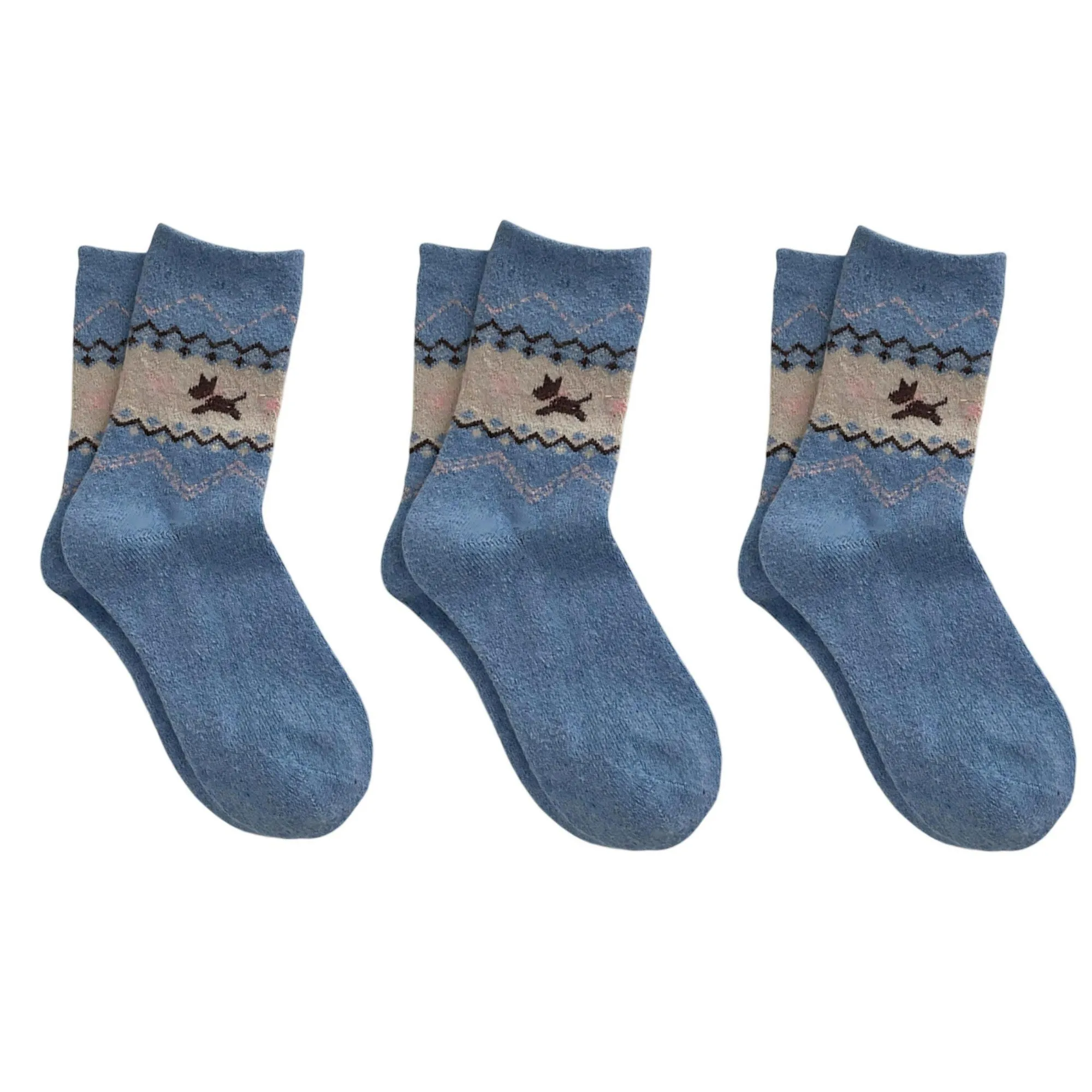 Anna-Kaci Women's 3-Pair Knit Crew Socks with Fair Isle Inspired Leaf and Geometric Pattern sold by Anna-Kaci product image thumbnail 5