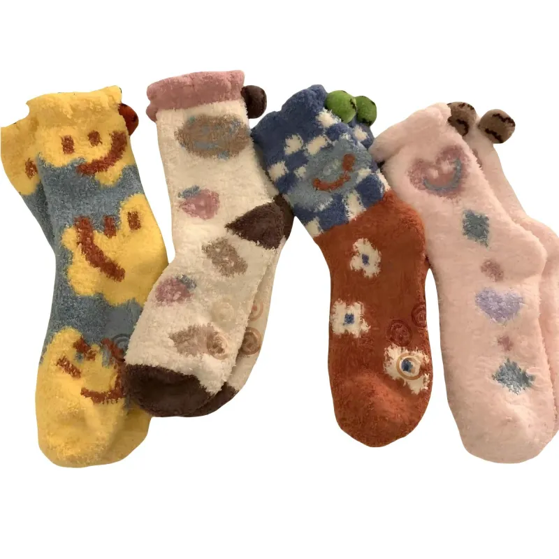 Anna-Kaci Women's 4-Pair Plush Fleece Crew Socks with Playful Animal Face Designs sold by Anna-Kaci
