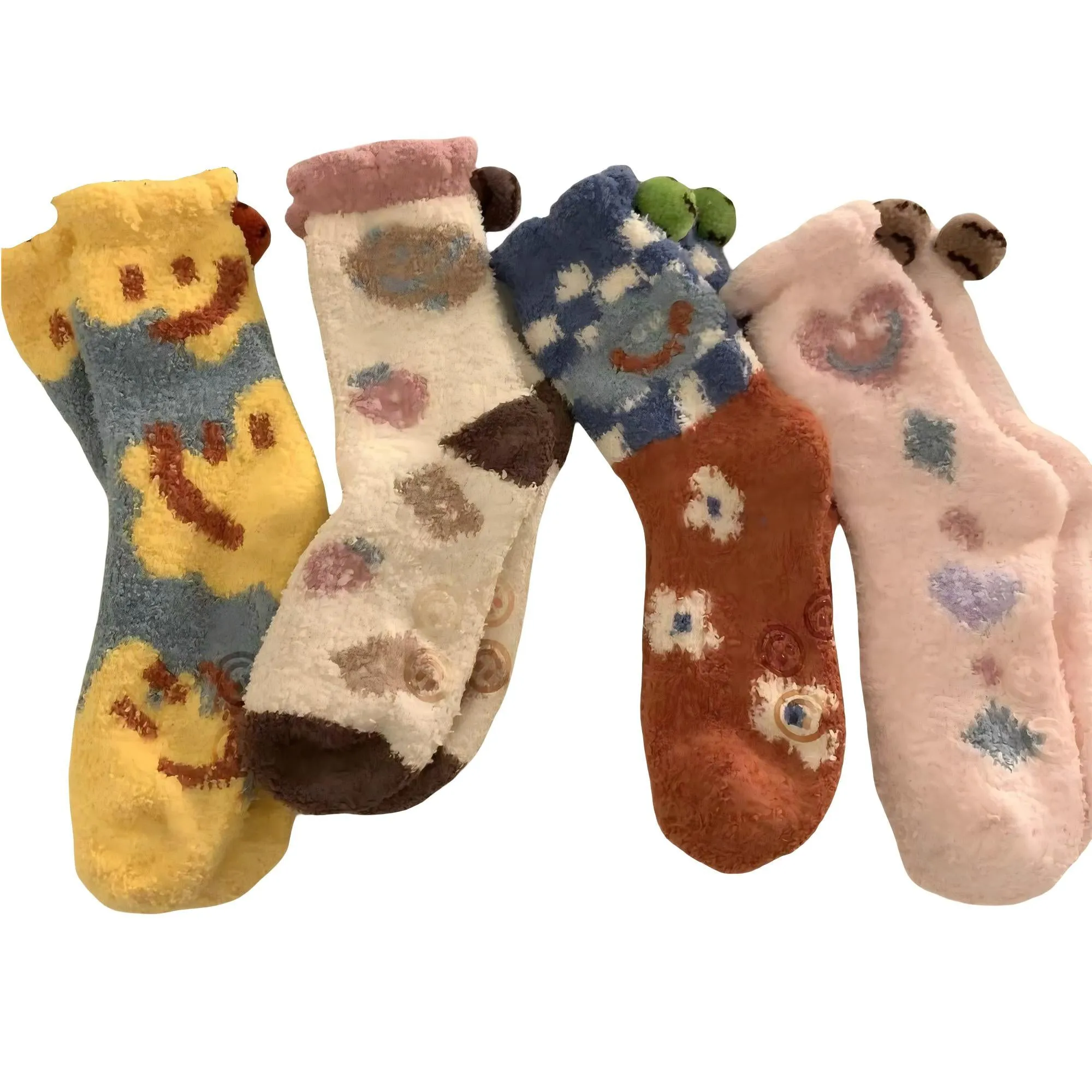 Anna-Kaci Women's 4-Pair Plush Fleece Crew Socks with Playful Animal Face Designs sold by Anna-Kaci