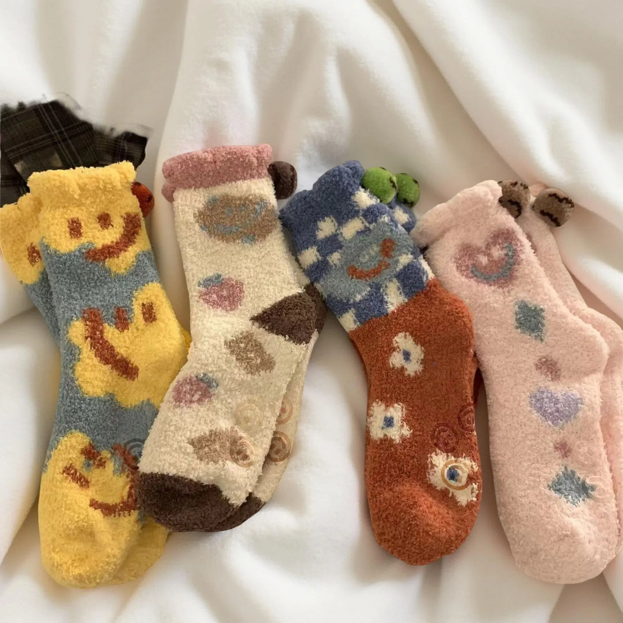 Anna-Kaci Women's 4-Pair Plush Fleece Crew Socks with Playful Animal Face Designs sold by Anna-Kaci product image thumbnail 4