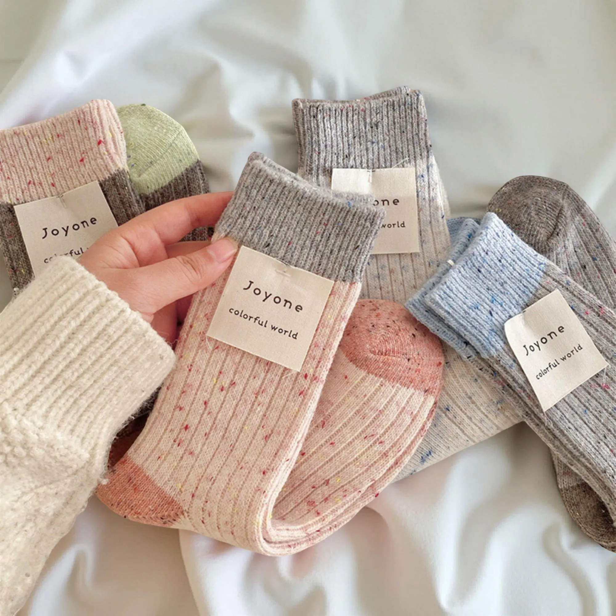 Anna-Kaci Women's 4-Pair Speckled Ribbed Knit Crew Socks Soft Stretch Casual Everyday Sock Set sold by Anna-Kaci product image thumbnail 4