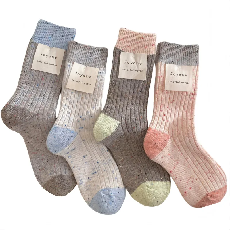 Anna-Kaci Women's 4-Pair Speckled Ribbed Knit Crew Socks Soft Stretch Casual Everyday Sock Set sold by Anna-Kaci