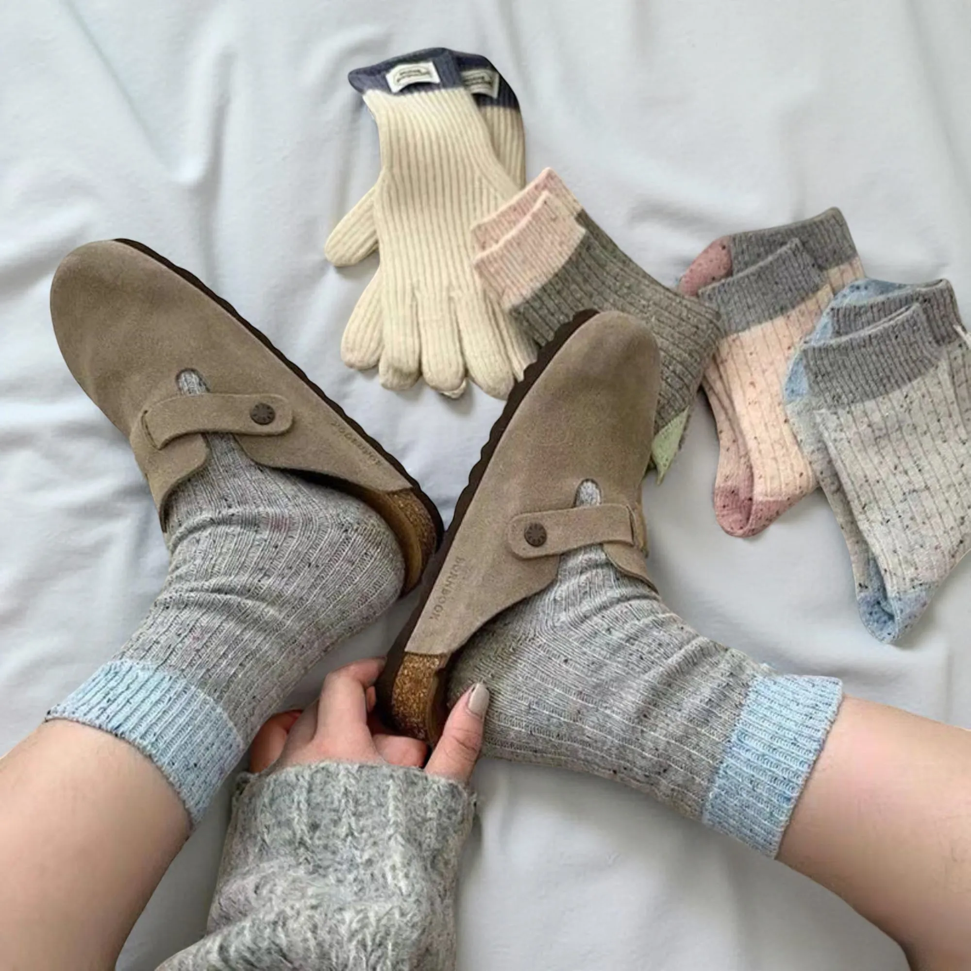 Anna-Kaci Women's 5-Pair Mixed Knit Crew Socks Ribbed Striped Dot Pattern Soft Stretch Everyday Set sold by Anna-Kaci product image thumbnail 3