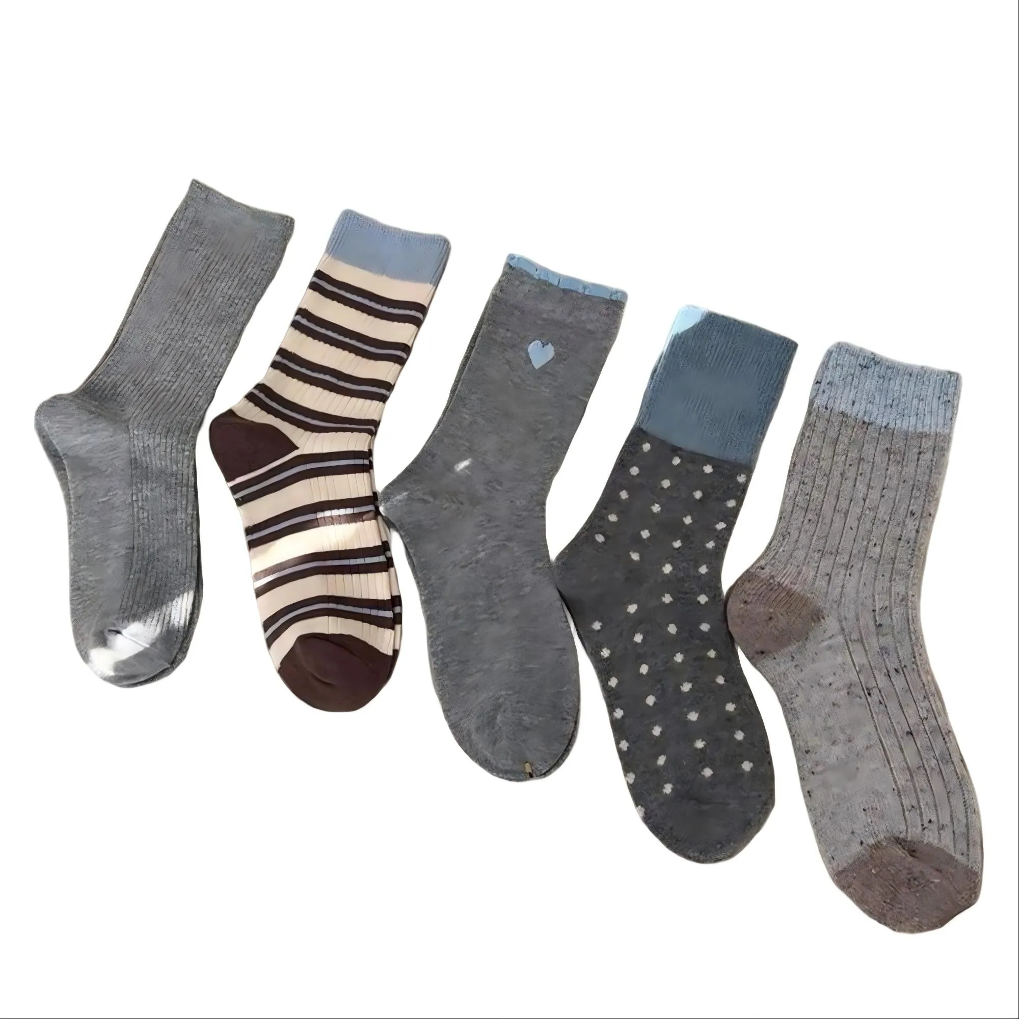 Anna-Kaci Women's 5-Pair Mixed Knit Crew Socks Ribbed Striped Dot Pattern Soft Stretch Everyday Set sold by Anna-Kaci
