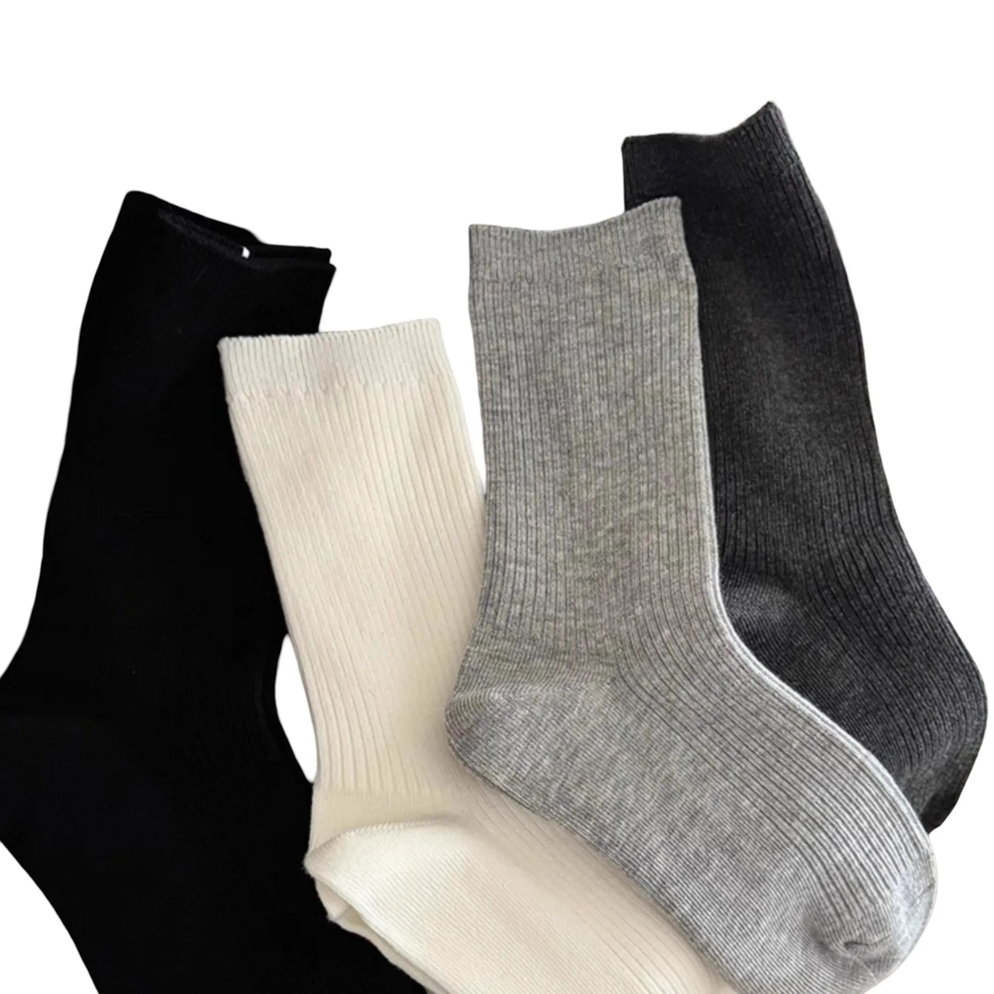 Anna-Kaci Women's 4-Pair Ribbed Knit Crew Socks Soft Stretch Everyday Essential Socks for Casual Wear and Layering sold by Anna-Kaci