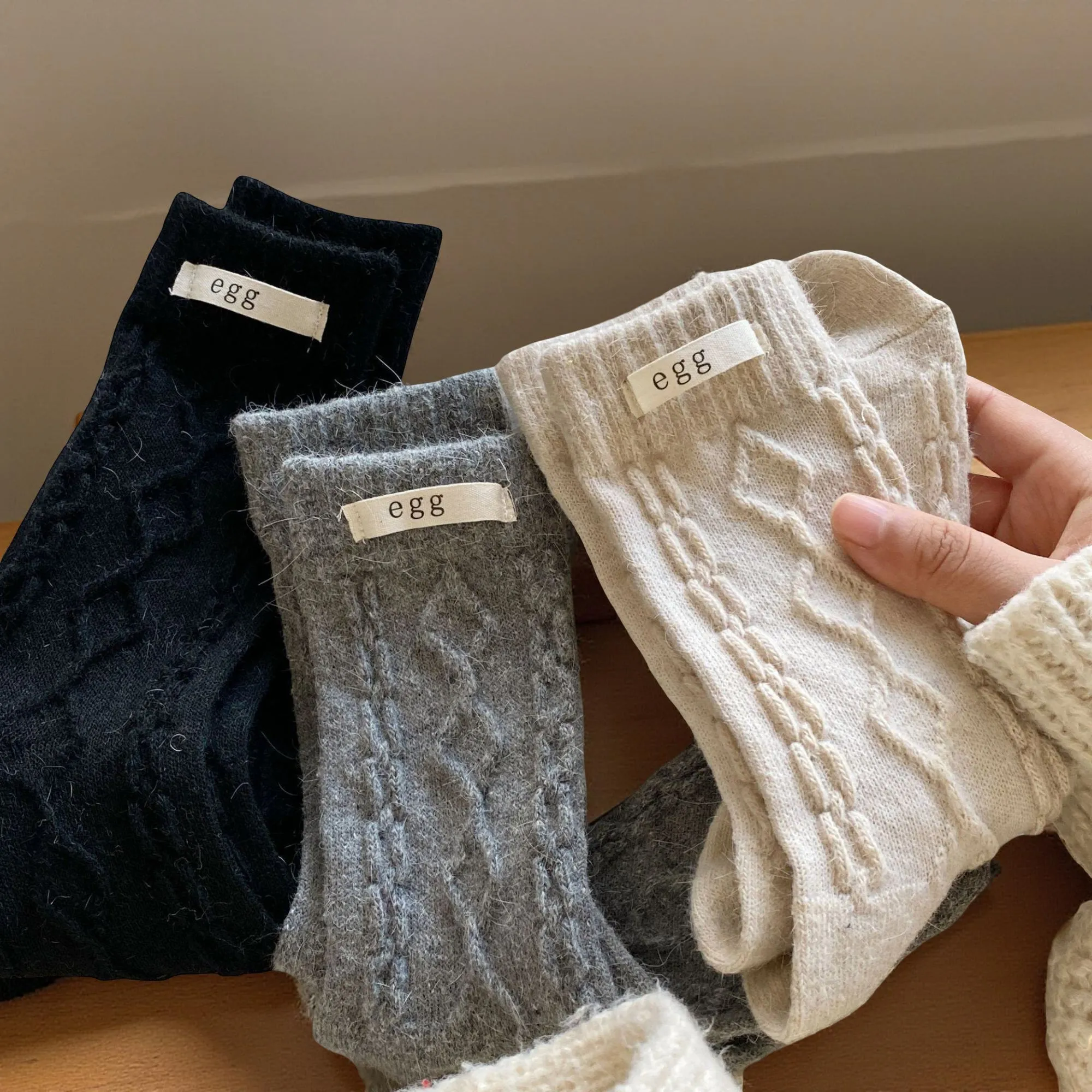 Anna-Kaci Women's 6-Pair Cable Knit Crew Socks Soft Stretch Cozy Ribbed Texture Everyday Cold Weather Socks for Gifting sold by Anna-Kaci product image thumbnail 3