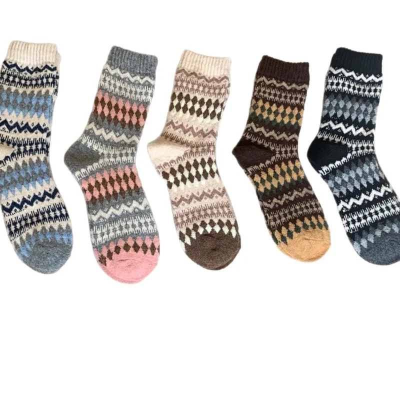 Anna-Kaci Women's 5-Pair Fair Isle Knit Crew Socks Soft Cozy Stretch Winter Patterned Socks for Everyday Wear and Gifting sold by Anna-Kaci