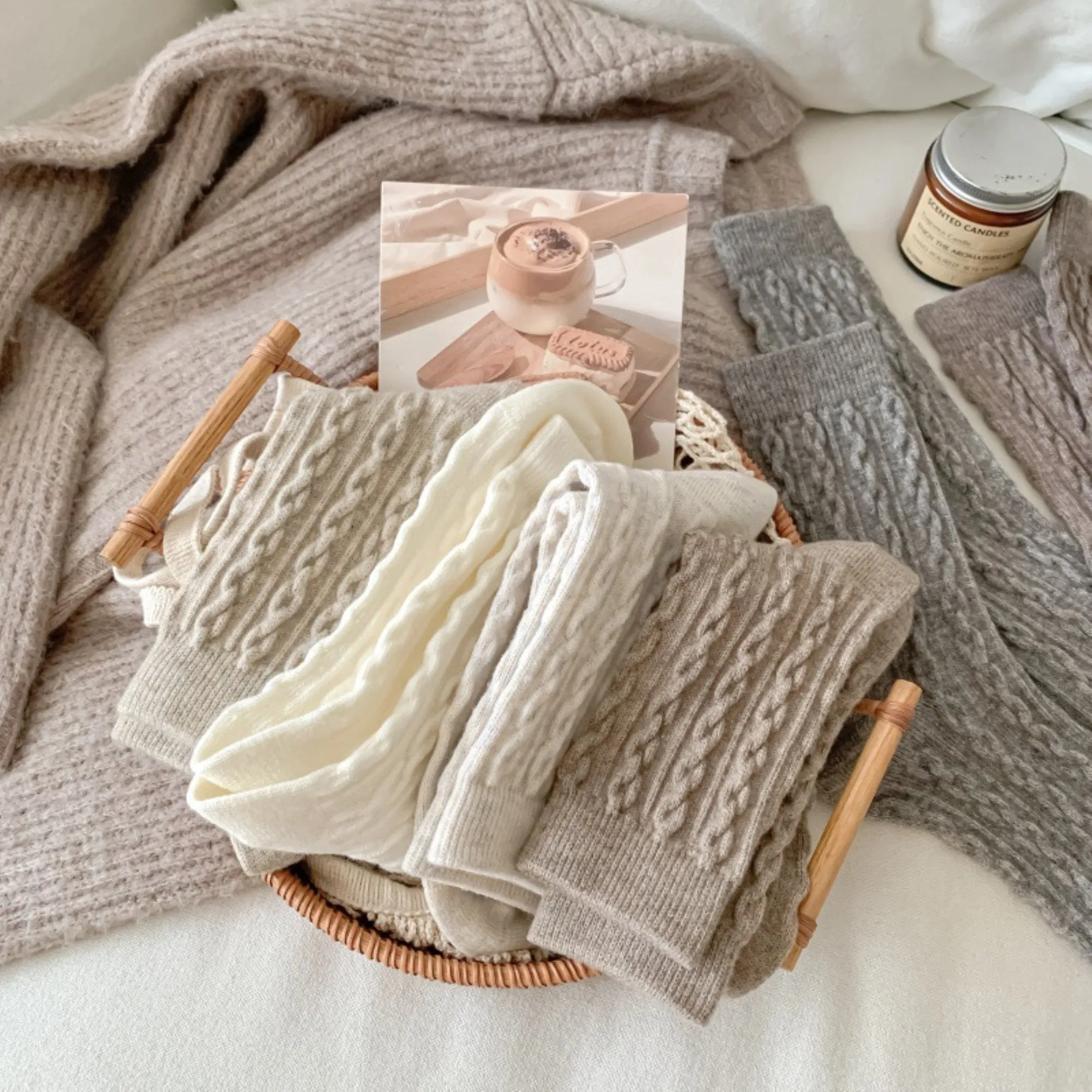 Anna-Kaci Women's 7-Pair Cable Knit Crew Socks Soft Stretch Ribbed Texture Cozy Everyday Socks Ideal for Gifting and Cold Weather Wear sold by Anna-Kaci product image thumbnail 2