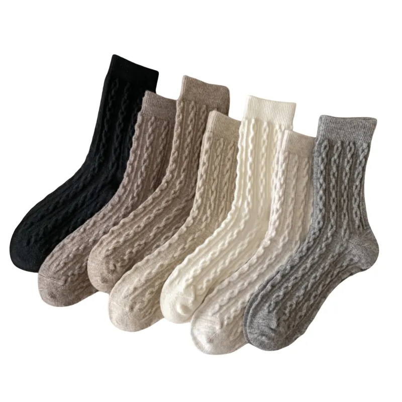 Anna-Kaci Women's 7-Pair Cable Knit Crew Socks Soft Stretch Ribbed Texture Cozy Everyday Socks Ideal for Gifting and Cold Weather Wear sold by Anna-Kaci