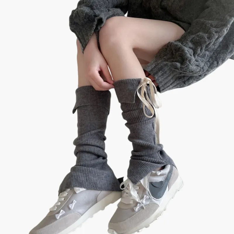 Anna-Kaci Women's Knit Leg Warmers with Adjustable Ribbon Tie Detail Soft Stretch Texture and Slouchy Layering Fit made by Anna-Kaci