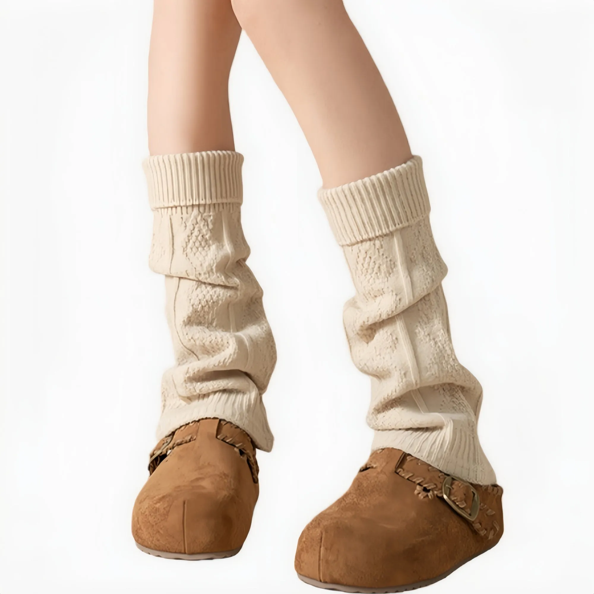 Anna-Kaci Women's Knit Leg Warmers with Textured Cable Pattern Soft Stretch Fabric and Slouchy Layered Fit sold by Anna-Kaci