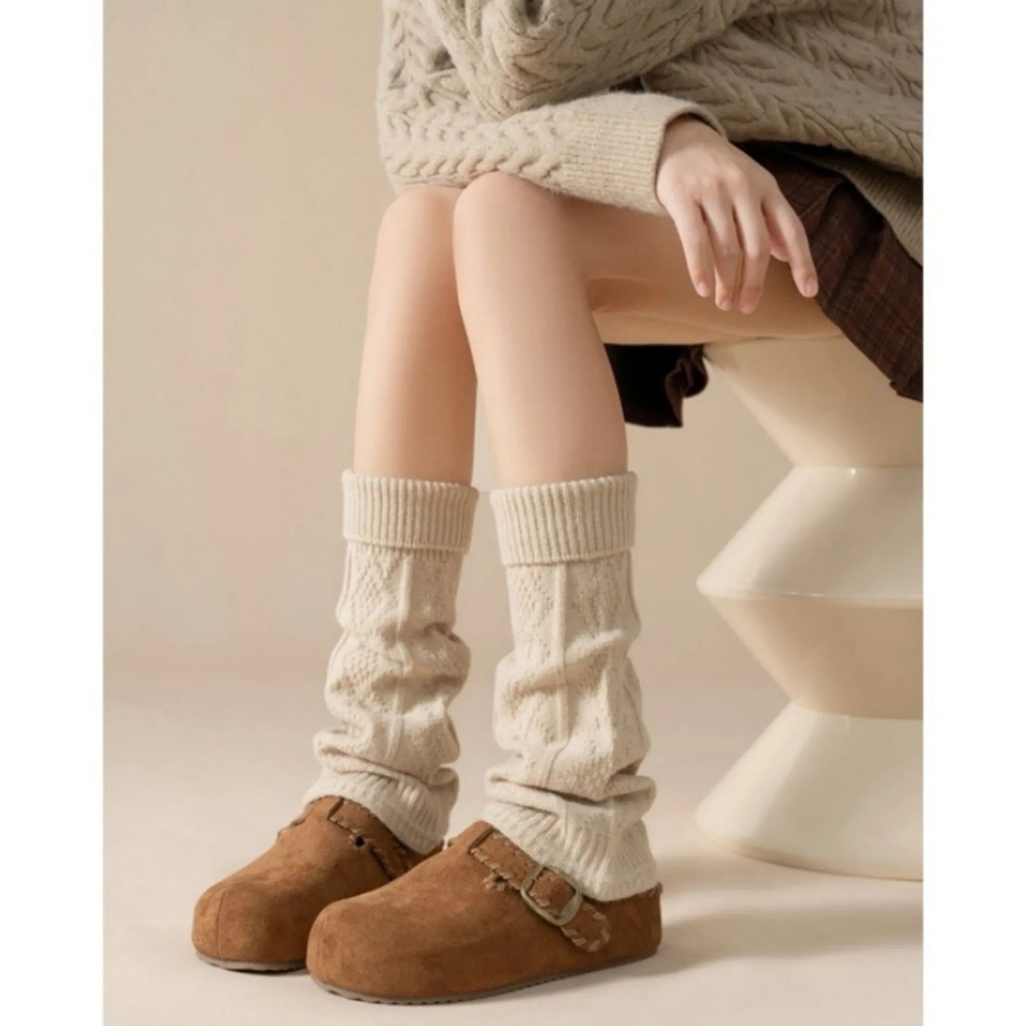 Anna-Kaci Women's Knit Leg Warmers with Textured Cable Pattern Soft Stretch Fabric and Slouchy Layered Fit sold by Anna-Kaci product image thumbnail 2