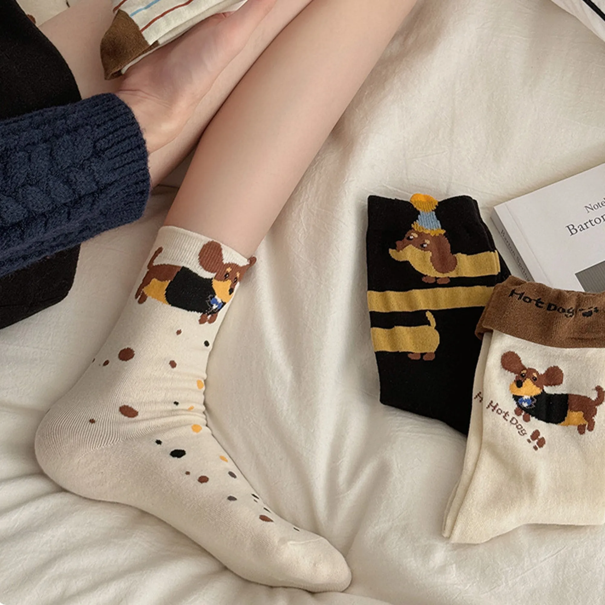 Anna-Kaci Womens Cotton Crew Socks 6 Pairs Soft Breathable Cute Dog Pattern Everyday Wear sold by Anna-Kaci product image thumbnail 3