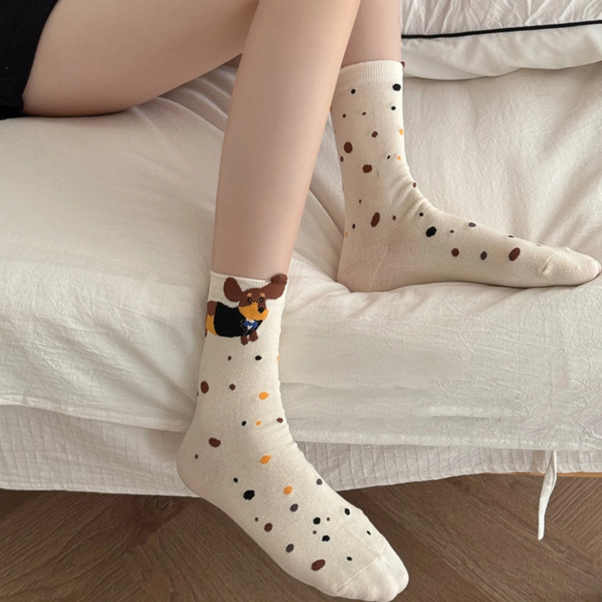 Anna-Kaci Womens Cotton Crew Socks 6 Pairs Soft Breathable Cute Dog Pattern Everyday Wear sold by Anna-Kaci product image thumbnail 4