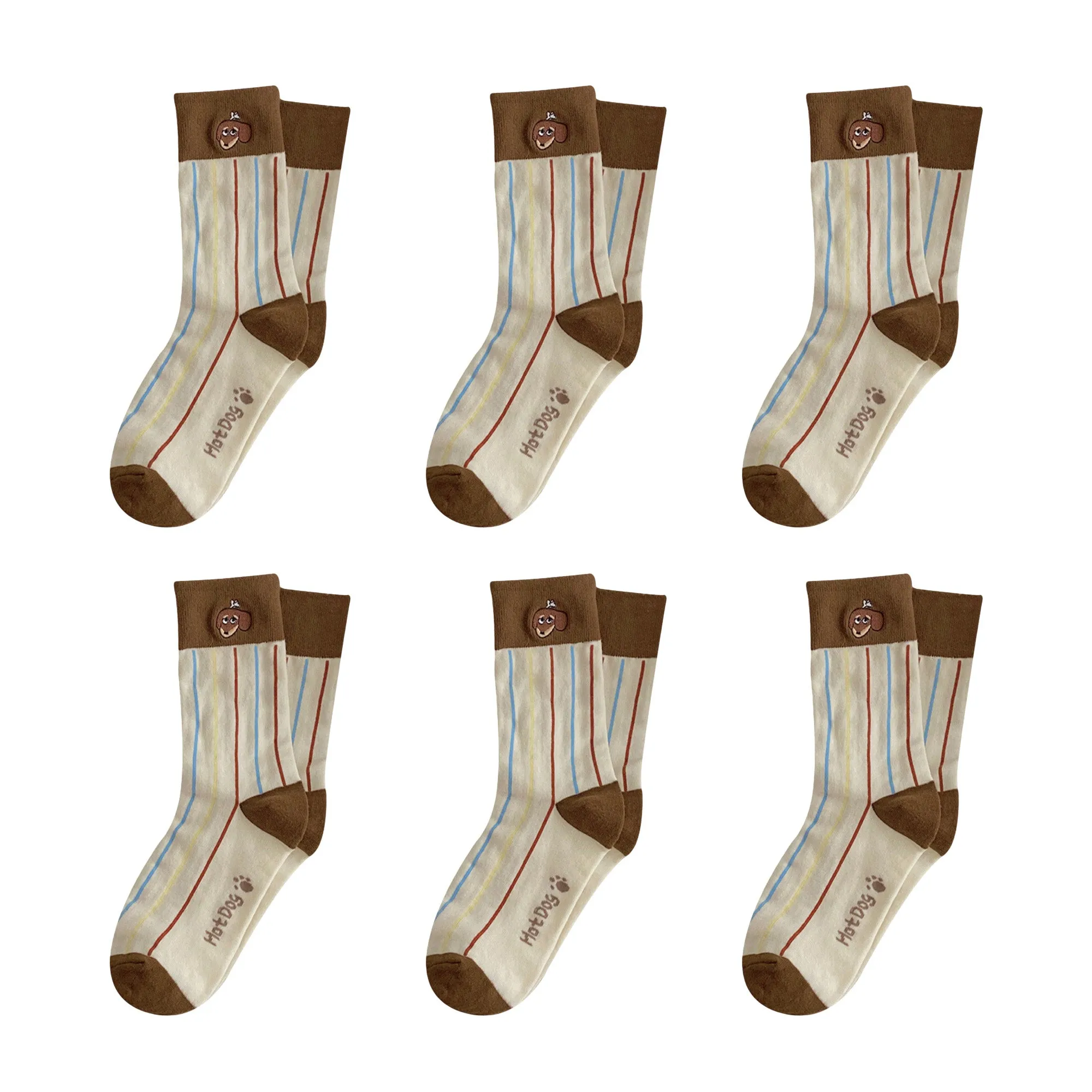 Anna-Kaci Womens Cotton Crew Socks 6 Pairs Soft Breathable Cute Dog Pattern Everyday Wear sold by Anna-Kaci product image thumbnail 5