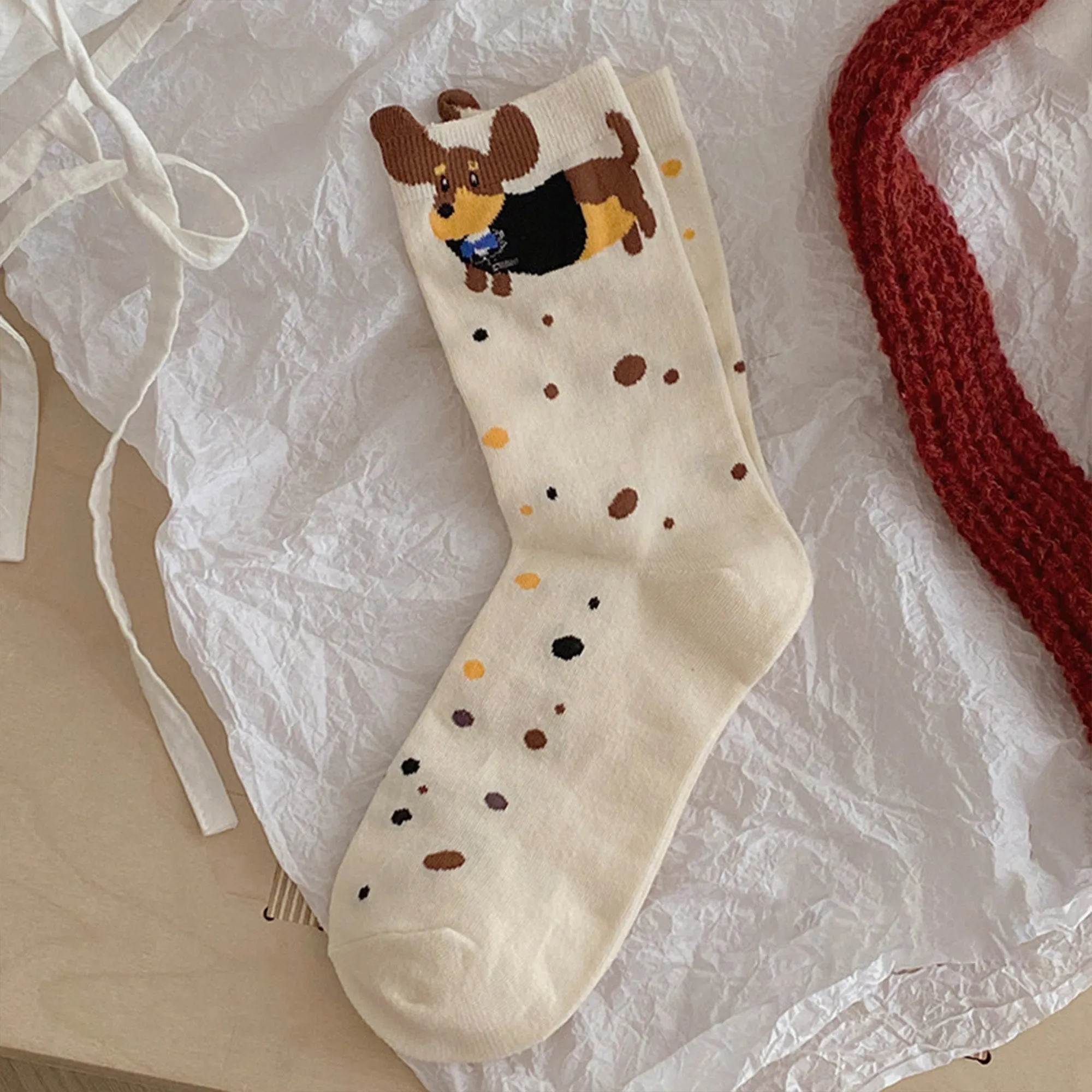 Anna-Kaci Womens Cotton Crew Socks 6 Pairs Soft Breathable Cute Dog Pattern Everyday Wear sold by Anna-Kaci product image thumbnail 2
