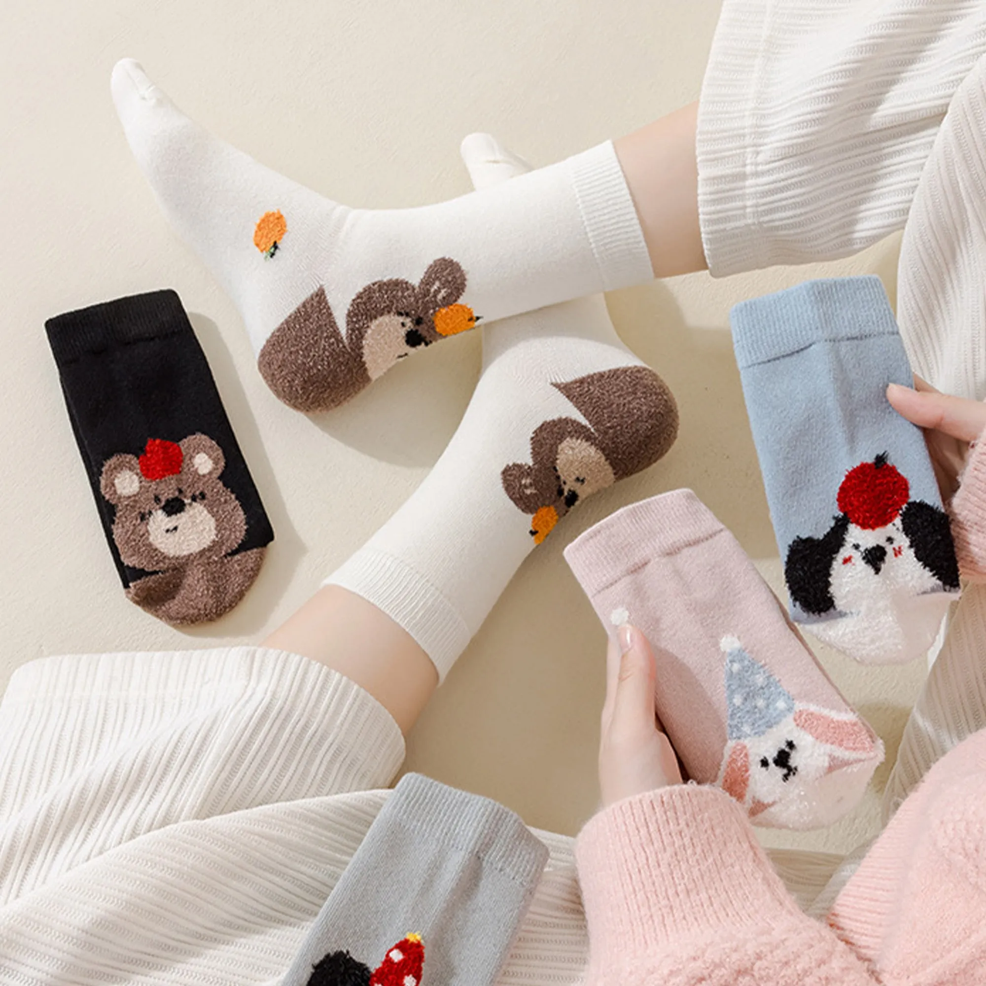 Anna-Kaci Womens Pure Cotton Crew Socks 6 Pairs Soft Breathable Cute Cartoon Design sold by Anna-Kaci product image thumbnail 4