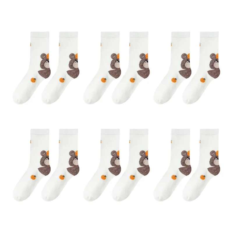 Anna-Kaci Womens Pure Cotton Crew Socks 6 Pairs Soft Breathable Cute Cartoon Design sold by Anna-Kaci