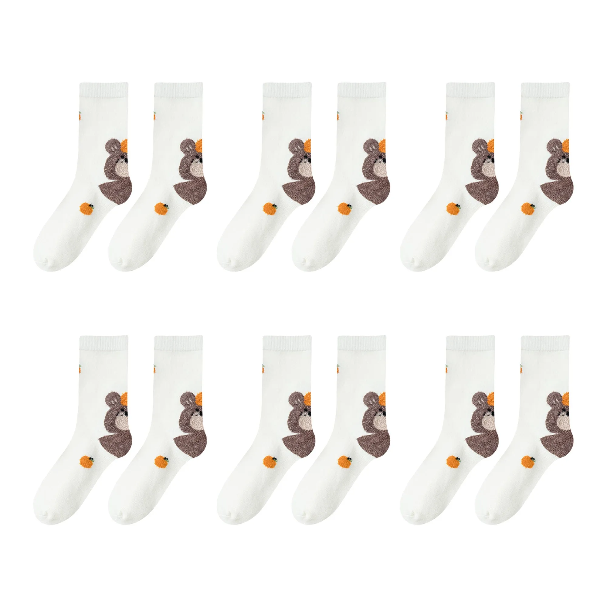 Anna-Kaci Womens Pure Cotton Crew Socks 6 Pairs Soft Breathable Cute Cartoon Design sold by Anna-Kaci