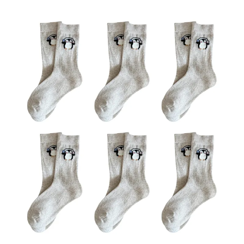 Anna-Kaci Womens Soft Cotton Crew Socks 6 Pairs Cute Animal Embroidery Comfortable sold by Anna-Kaci