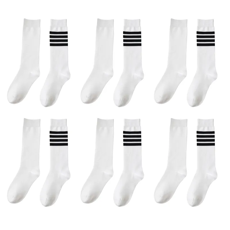 Anna-Kaci Womens Cotton Crew Socks 6 Pairs Striped Athletic Design Soft Breathable Comfort sold by Anna-Kaci