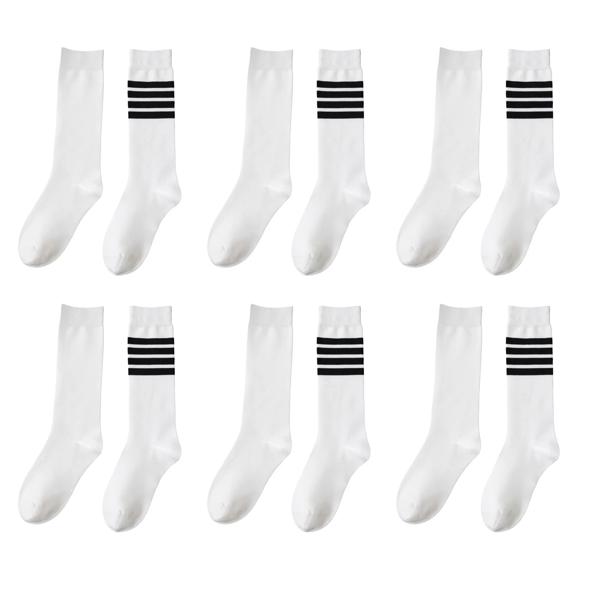 Anna-Kaci Womens Cotton Crew Socks 6 Pairs Striped Athletic Design Soft Breathable Comfort sold by Anna-Kaci