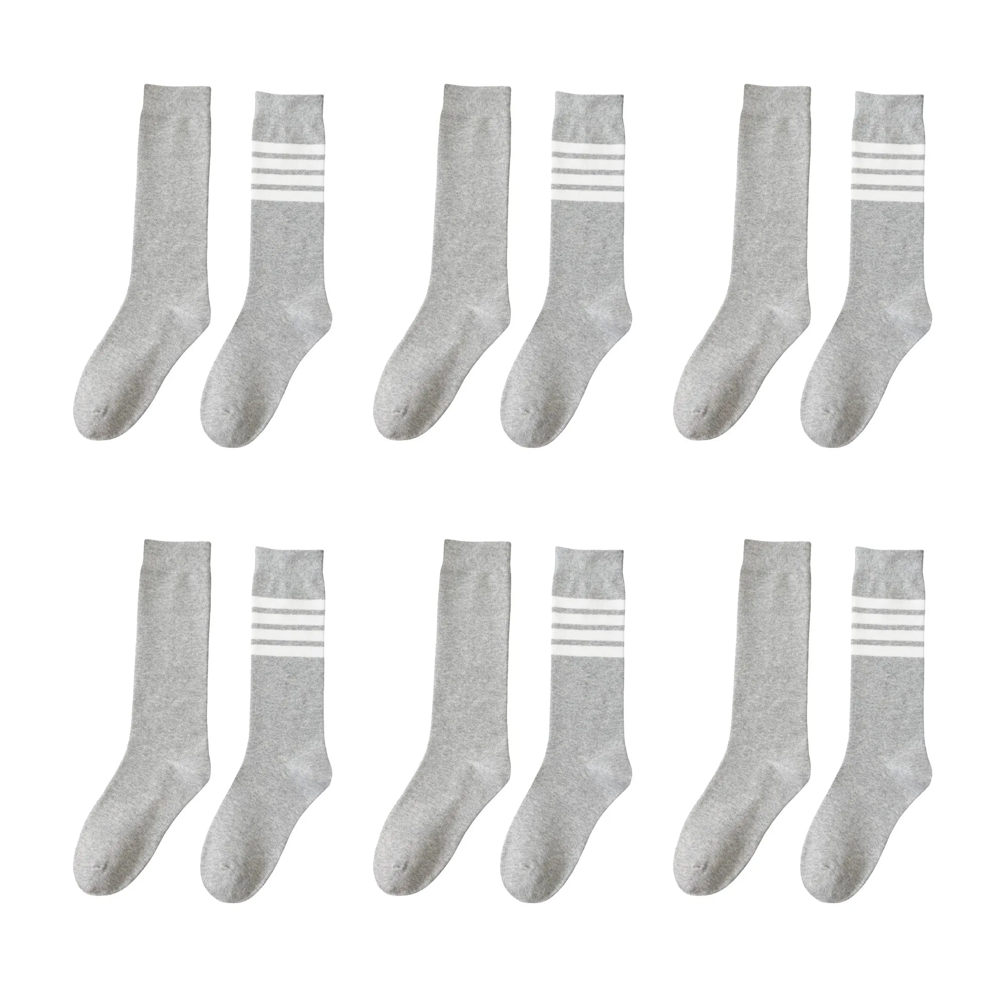 Anna-Kaci Womens Cotton Crew Socks 6 Pairs Striped Athletic Design Soft Breathable Comfort sold by Anna-Kaci product image thumbnail 5