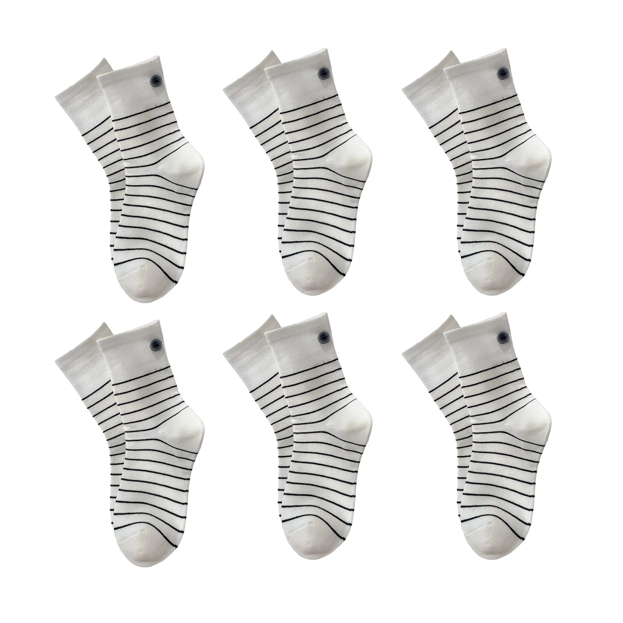Anna-Kaci Womens Cotton Crew Socks 6 Pair Pack Striped Accent Soft Breathable sold by Anna-Kaci