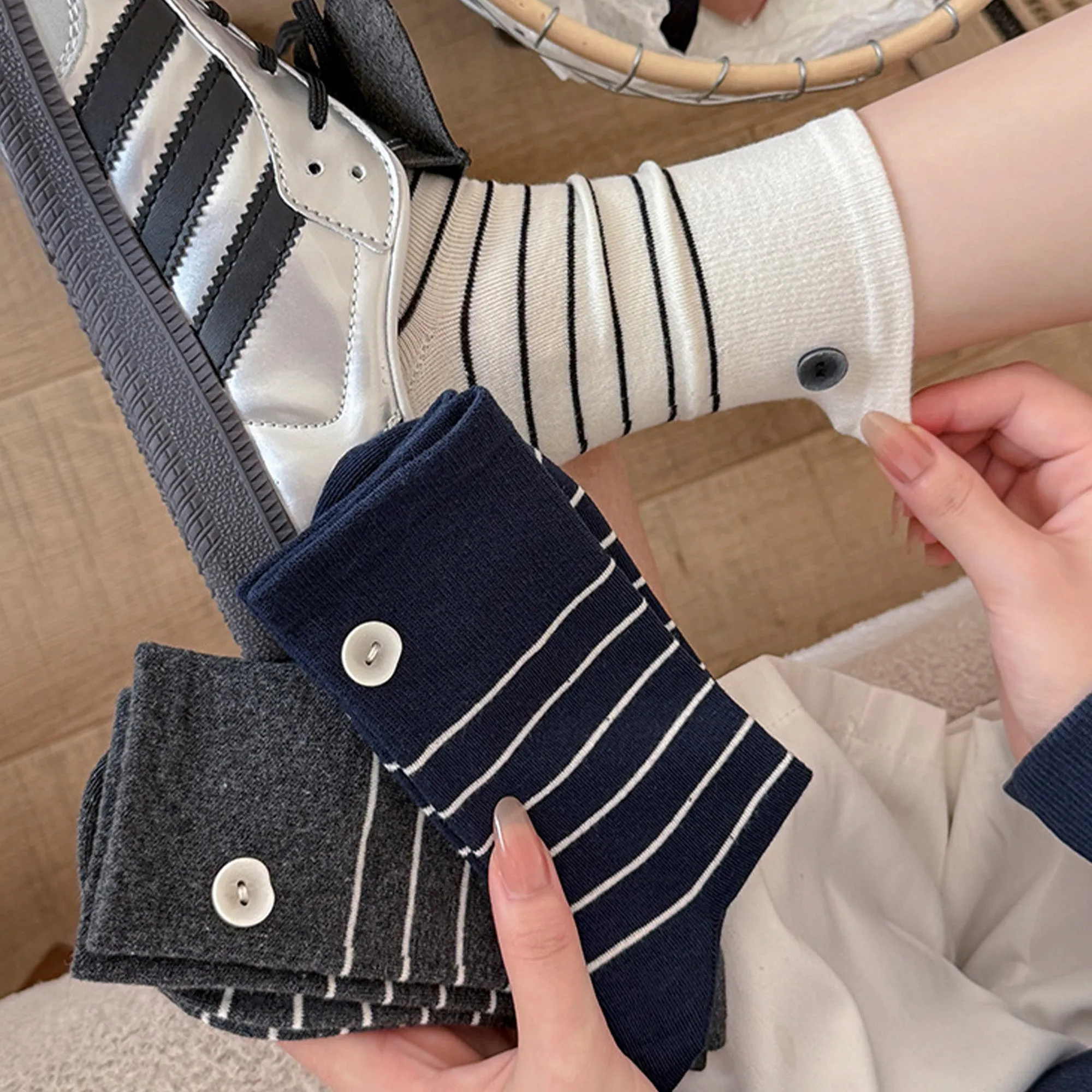 Anna-Kaci Womens Cotton Crew Socks 6 Pair Pack Striped Accent Soft Breathable sold by Anna-Kaci product image thumbnail 3