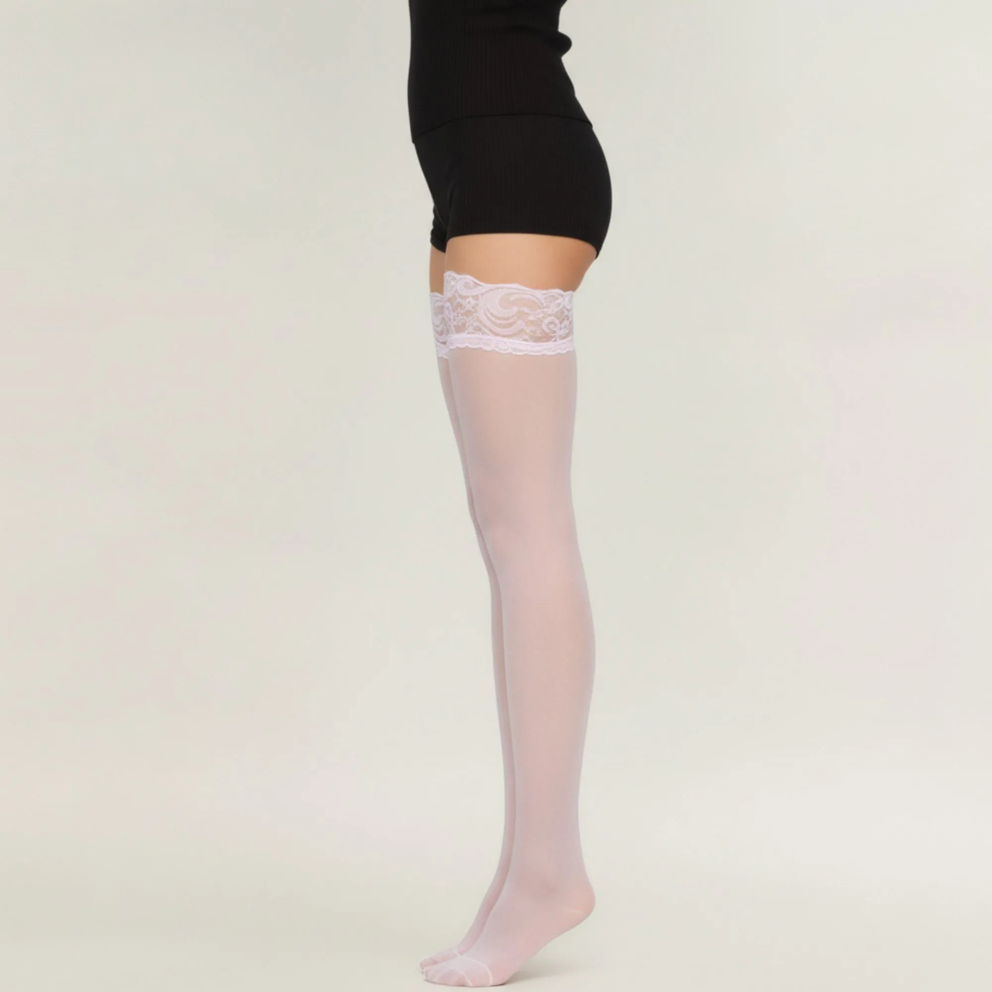 Anna-Kaci 2pcs Women's Sheer Thigh High Stockings with Decorative Lace Top Detail and Soft Stretch Fit for Elegant Feminine Legwear Styling sold by Anna-Kaci product image thumbnail 2